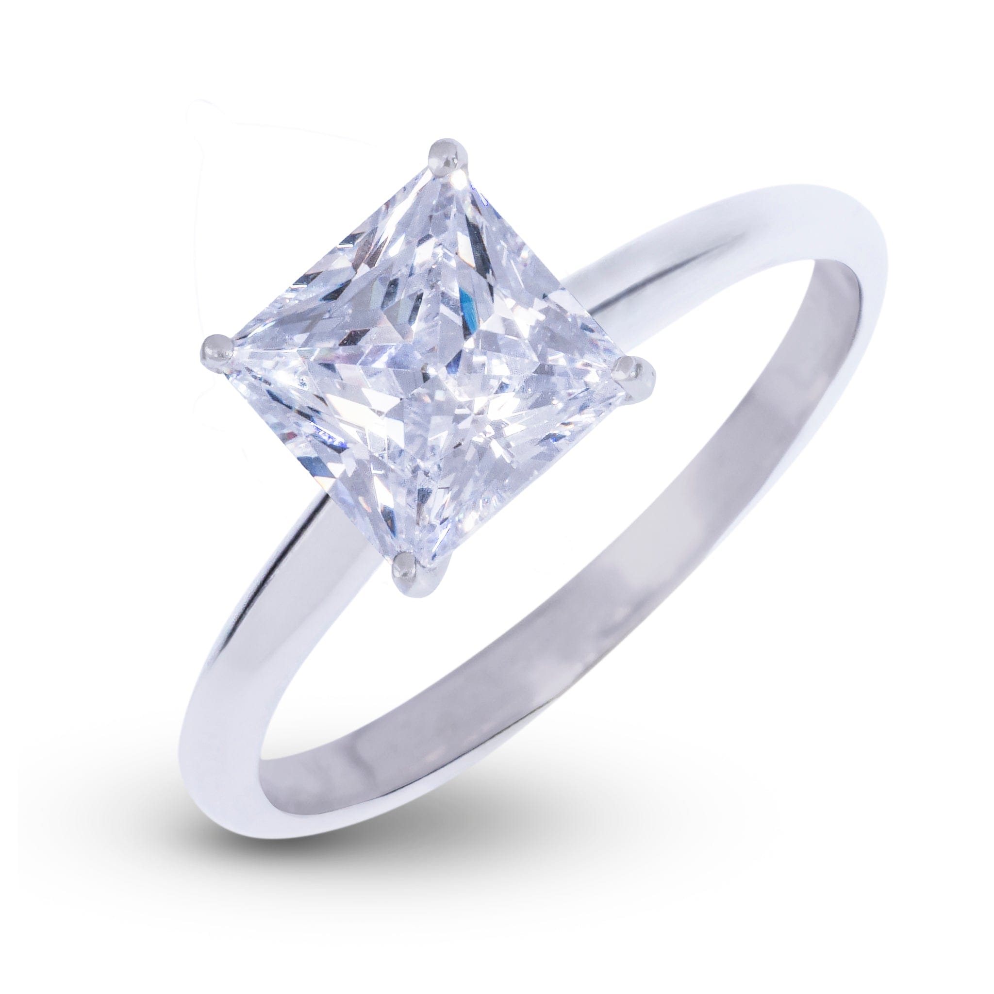 GLD Women Princess Single Stone Lab Diamond Engagement Ring in Platinum