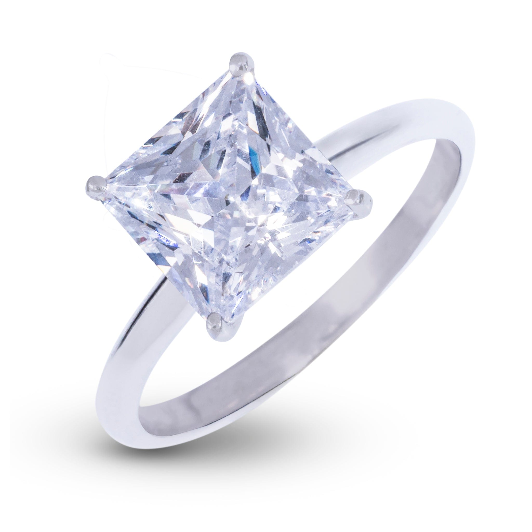 GLD Women Princess Single Stone Lab Diamond Engagement Ring in Platinum