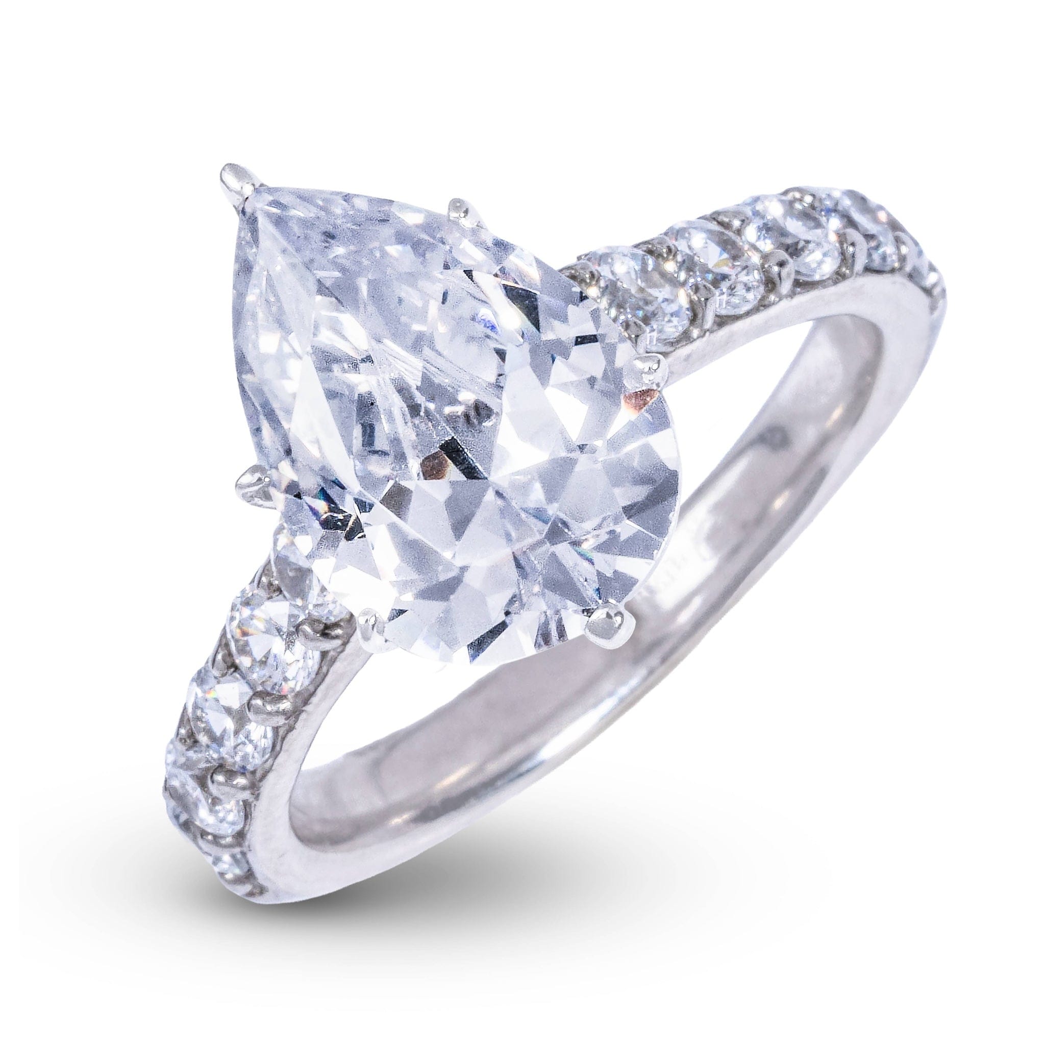 GLD Women Teardrop Stone Lab Diamond Engagement Ring in Platinum