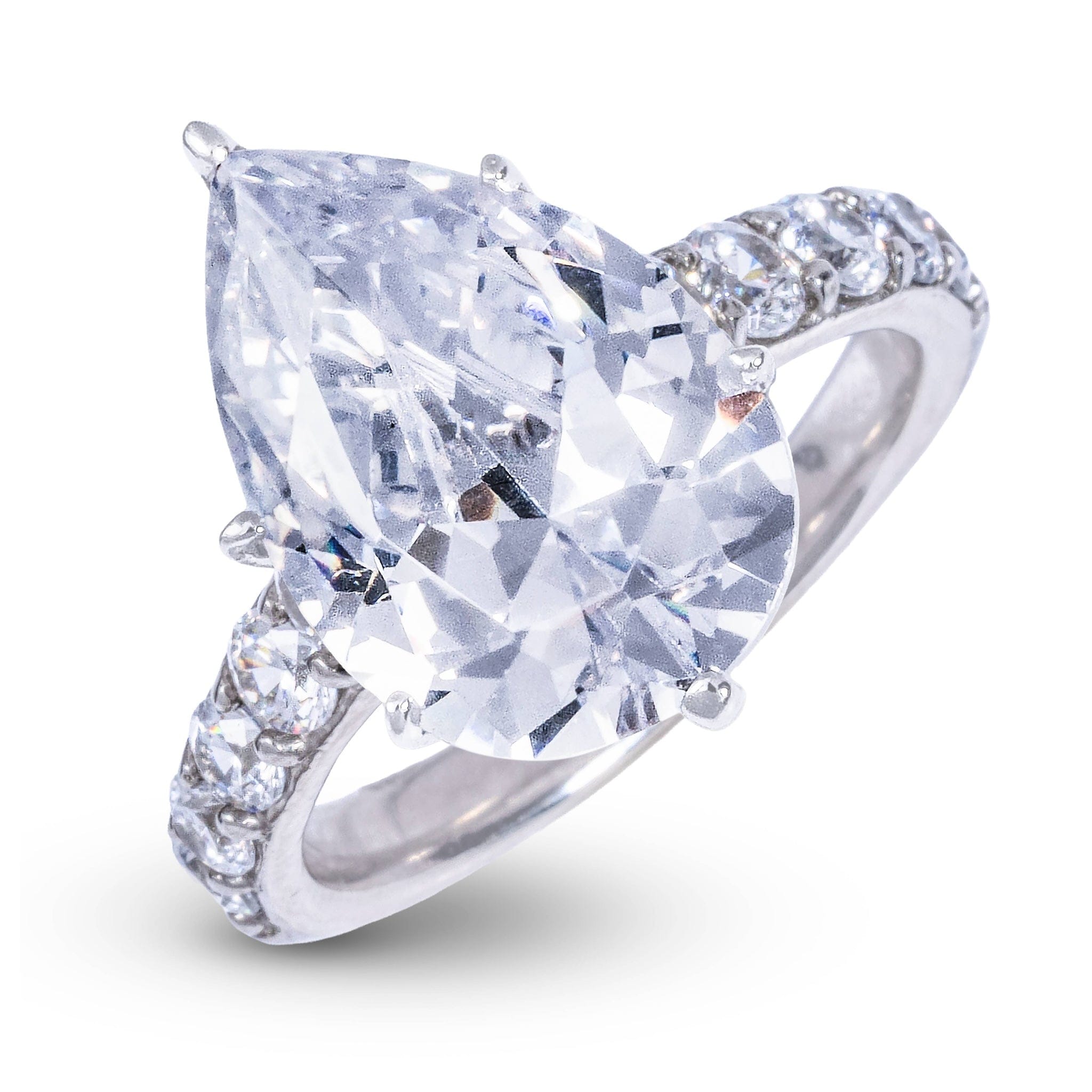GLD Women Teardrop Stone Lab Diamond Engagement Ring in Platinum