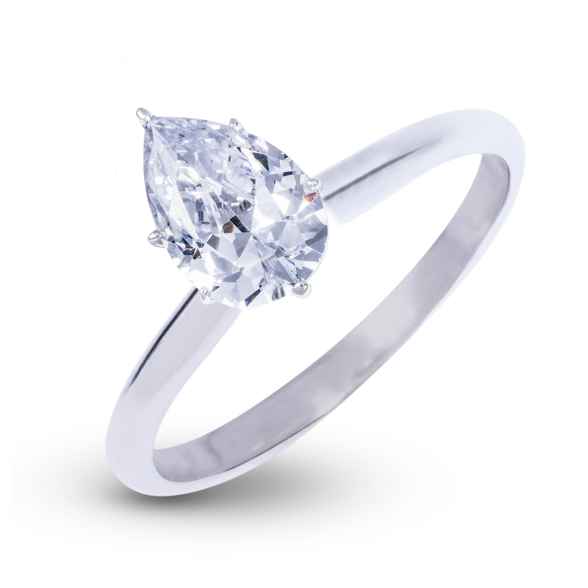 GLD Women Teardrop Single Stone Lab Diamond Engagement Ring in Platinum