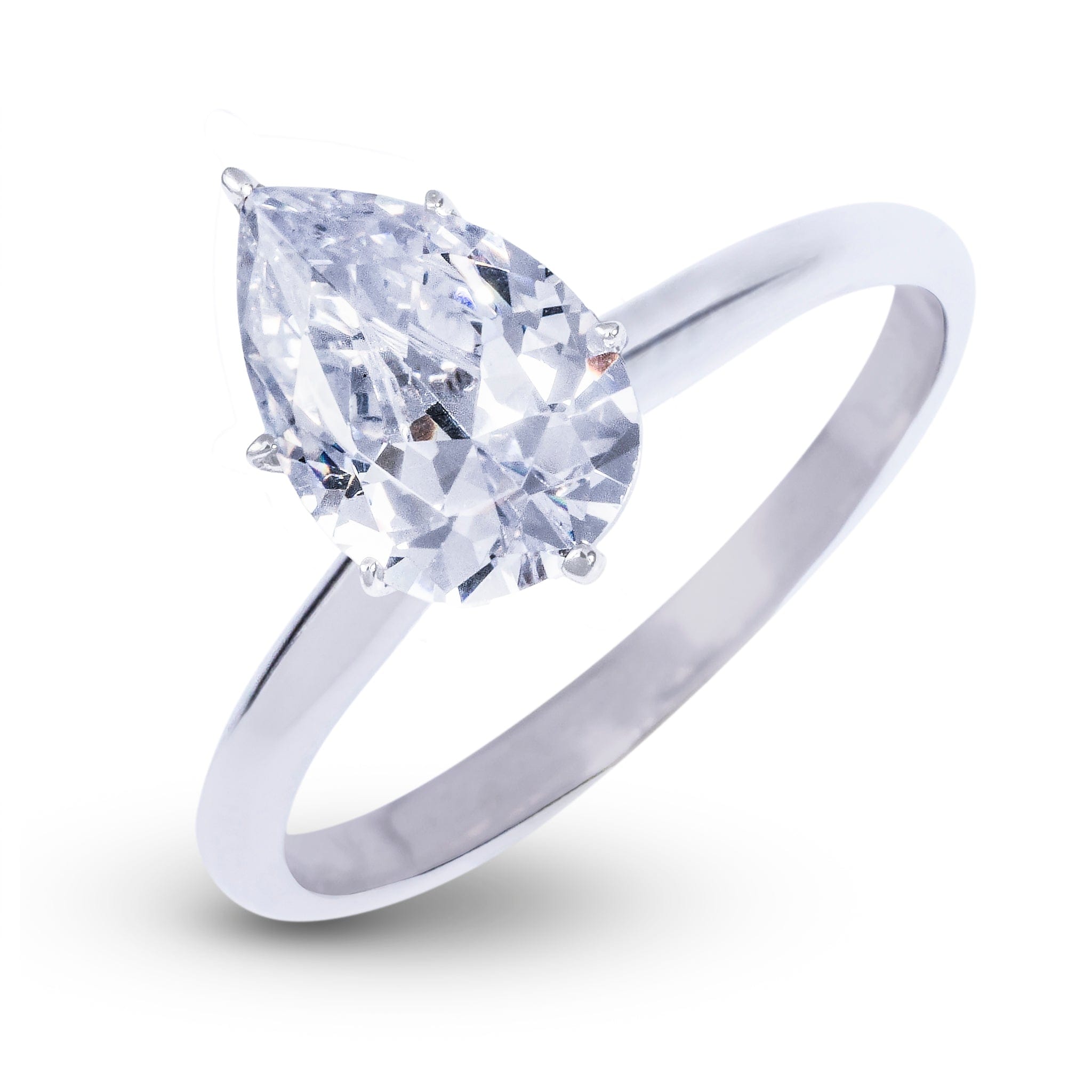 GLD Women Teardrop Single Stone Lab Diamond Engagement Ring in Platinum