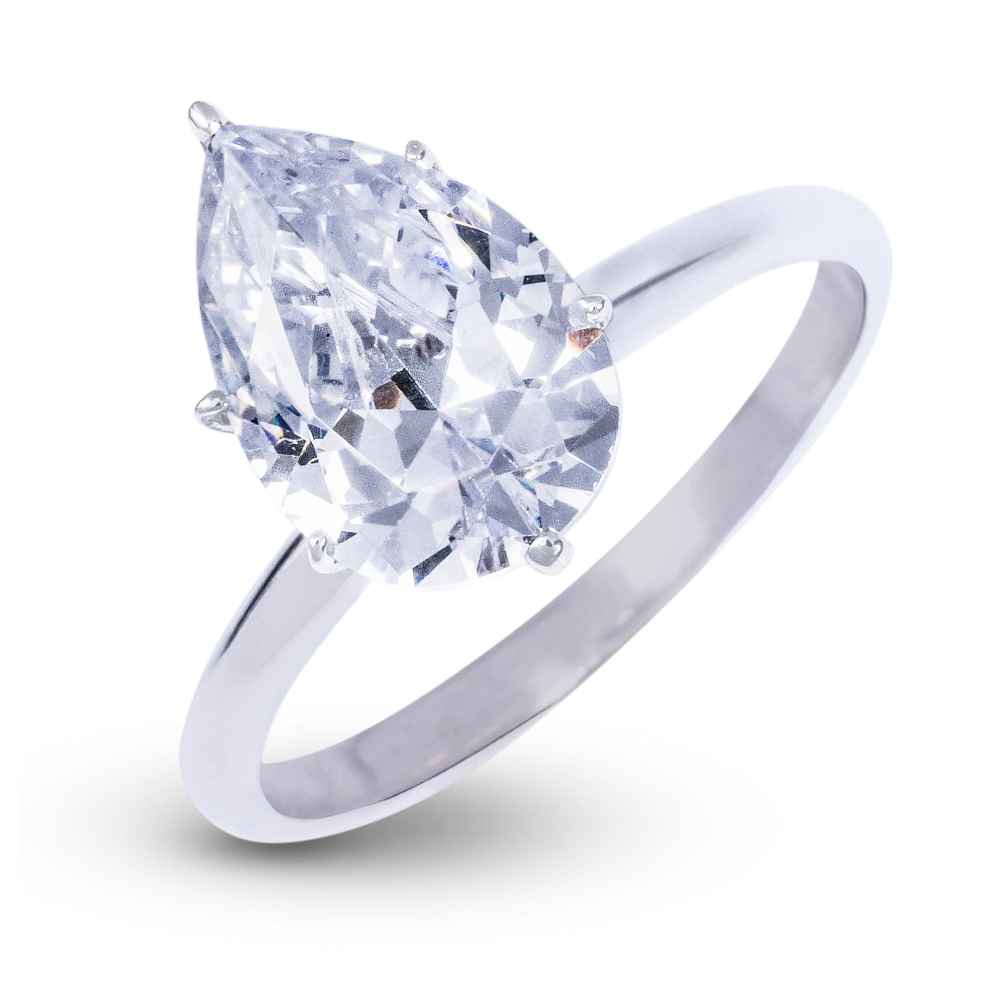 GLD Women Teardrop Single Stone Lab Diamond Engagement Ring in Platinum