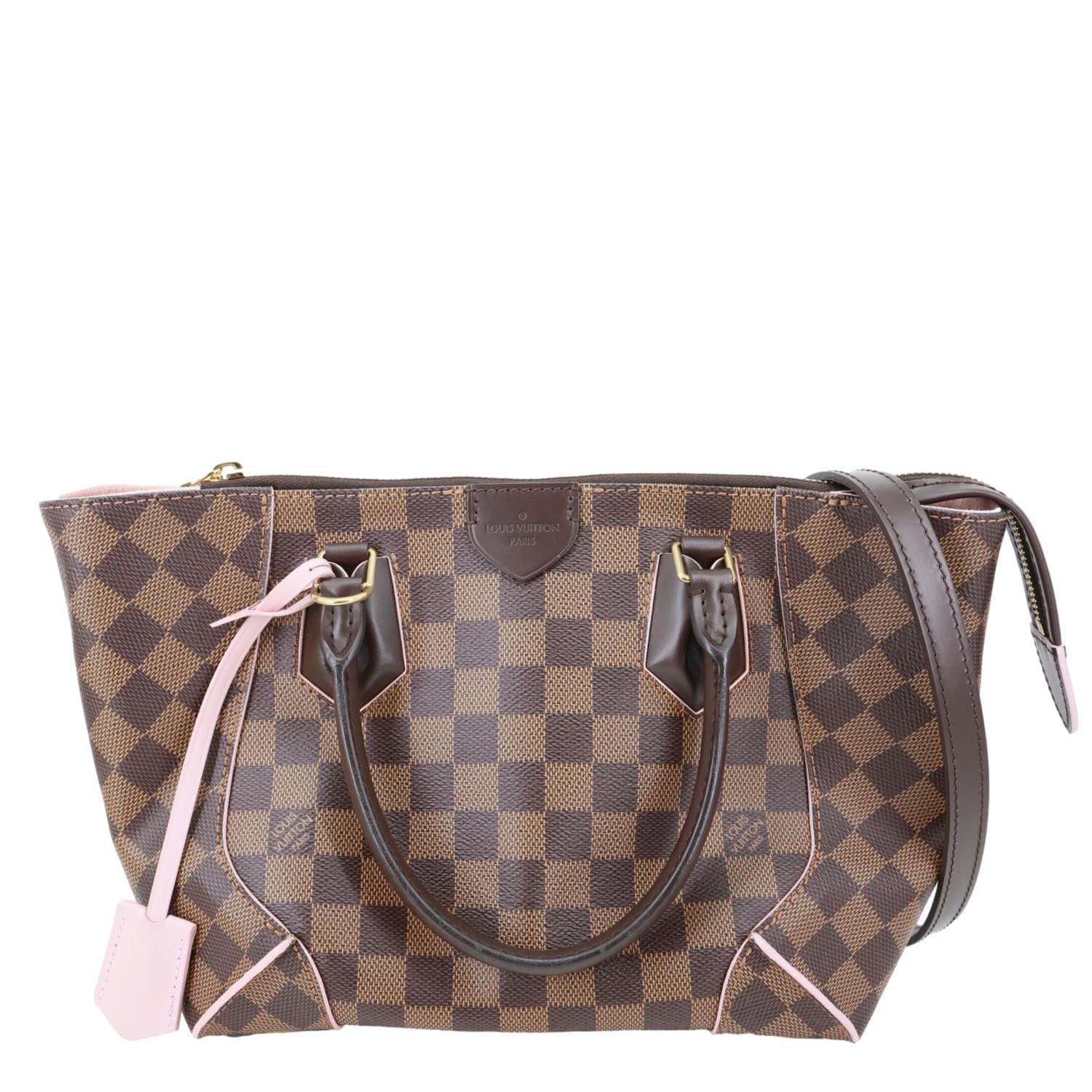 LOUIS VUITTON Caissa PM Damier Ebene Tote Bag Rose Ballerine