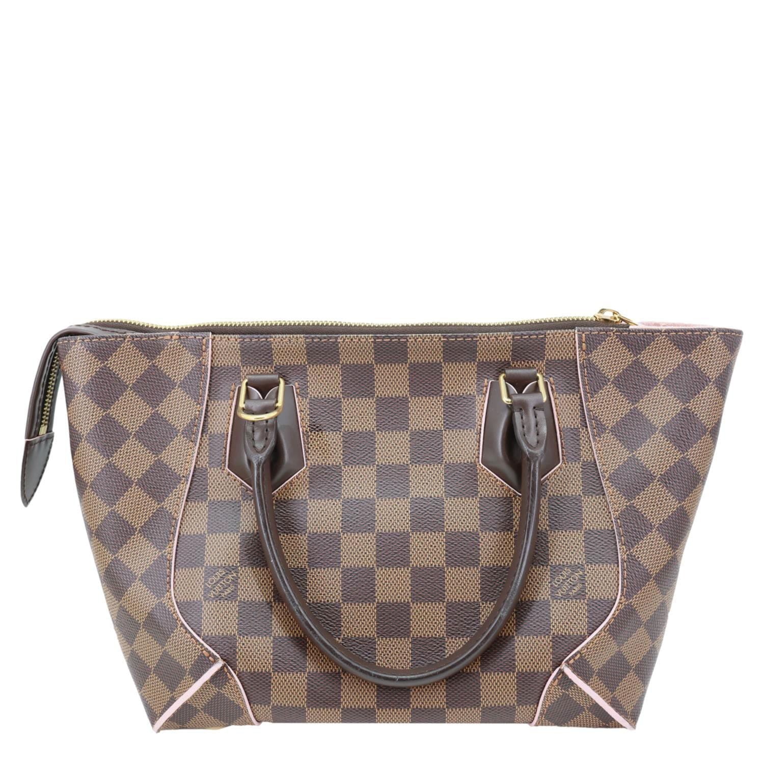 LOUIS VUITTON Caissa PM Damier Ebene Tote Bag Rose Ballerine
