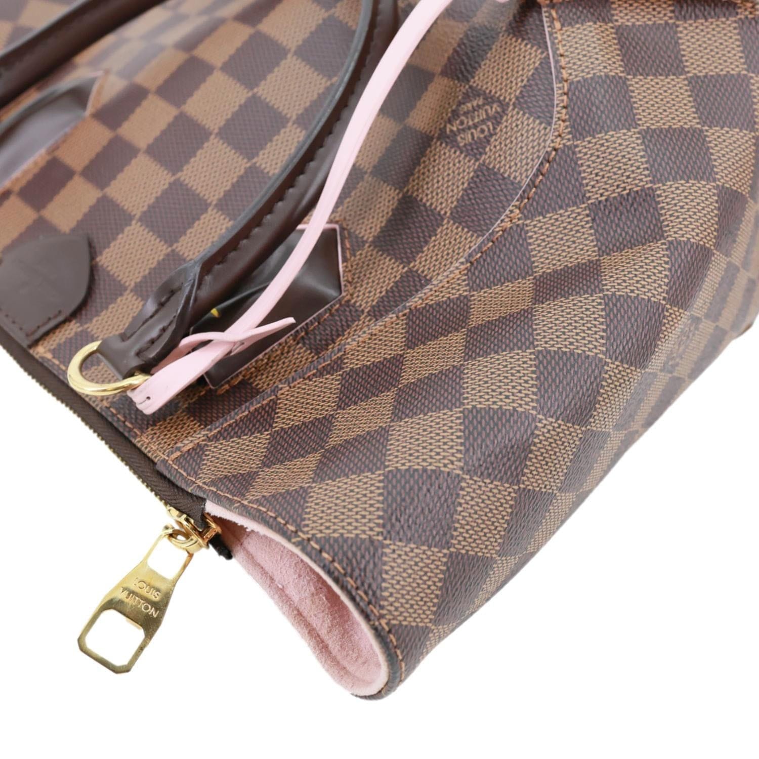 LOUIS VUITTON Caissa PM Damier Ebene Tote Bag Rose Ballerine