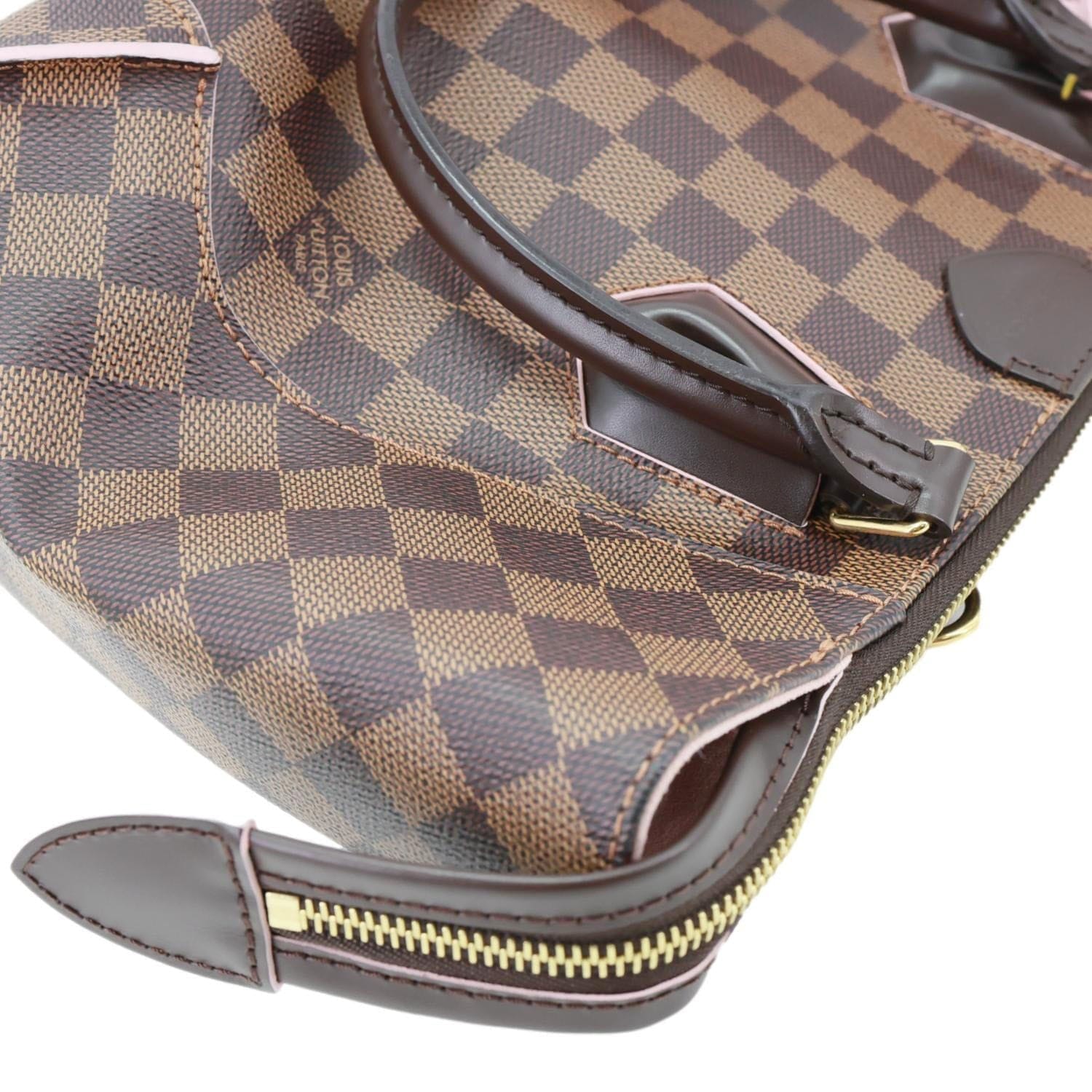 LOUIS VUITTON Caissa PM Damier Ebene Tote Bag Rose Ballerine