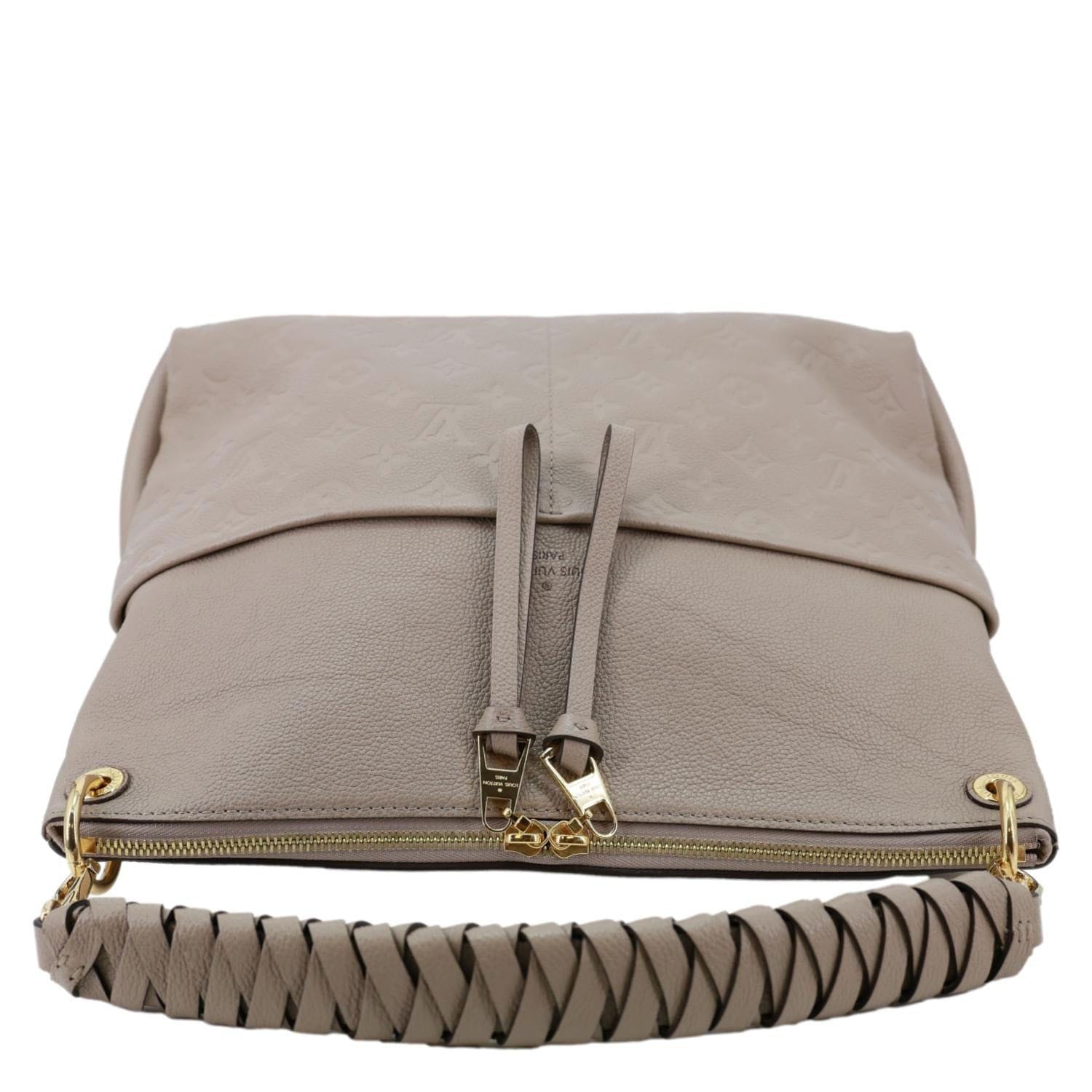 LOUIS VUITTON Maida Monogram Empreinte Leather Hobo Shoulder Bag Beige