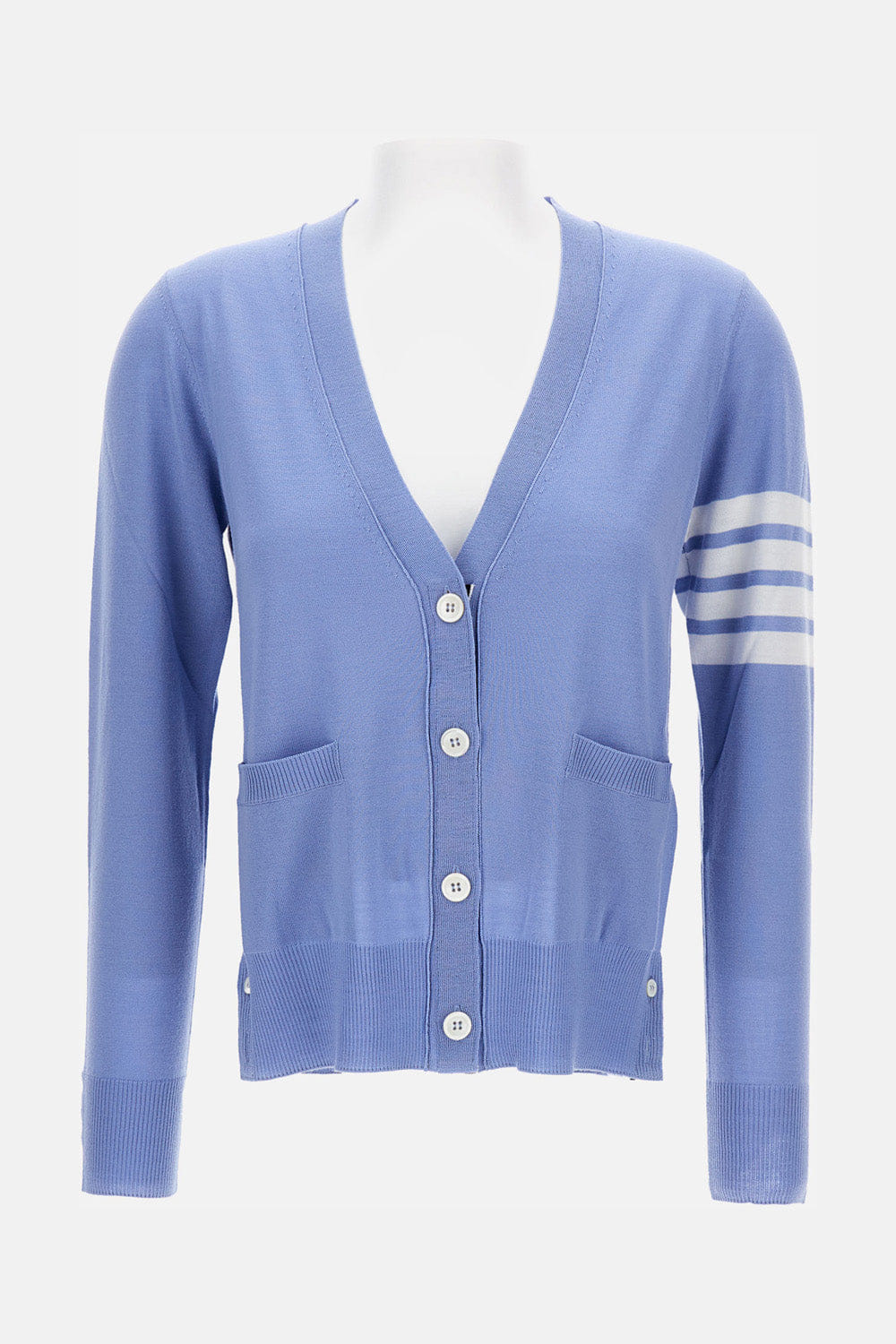 Thom Browne CARDIGAN SCOLLO A V IN SOTTILE LANA MERINO
