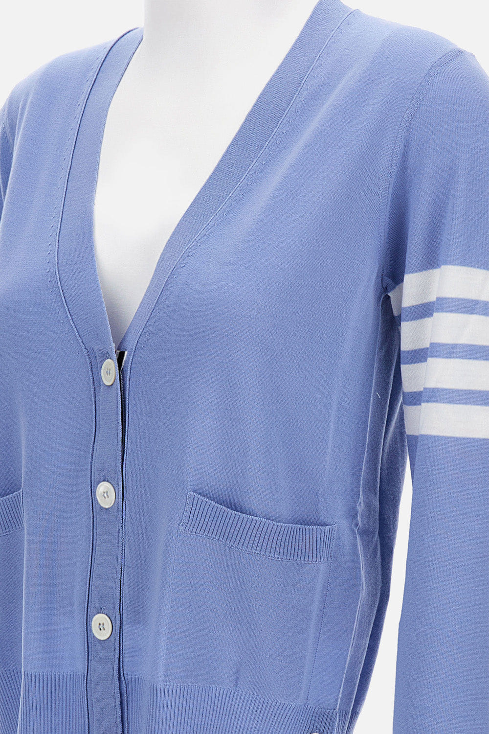 Thom Browne CARDIGAN SCOLLO A V IN SOTTILE LANA MERINO
