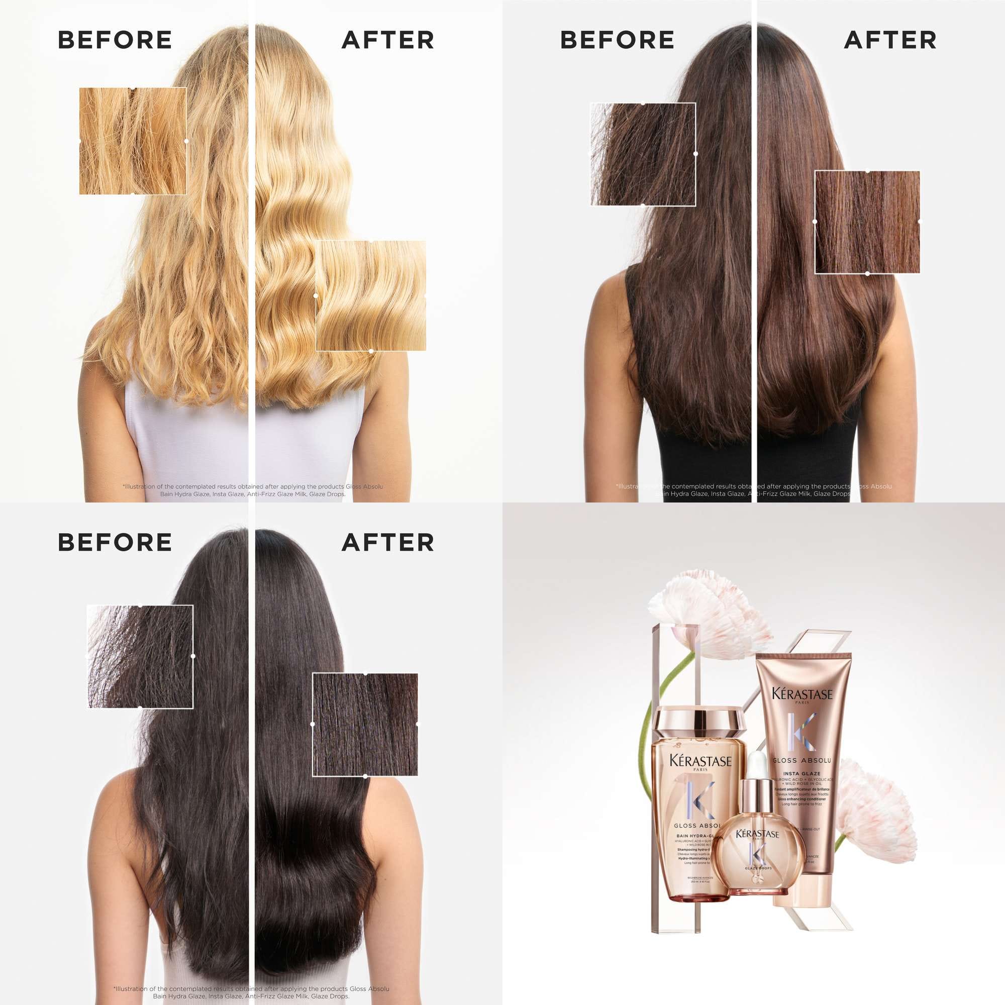 Kérastase Gloss Absolu Conditioner for All Hair Types with Glycolic Acid, Hyaluronic Acid & Wild Rose 75ml