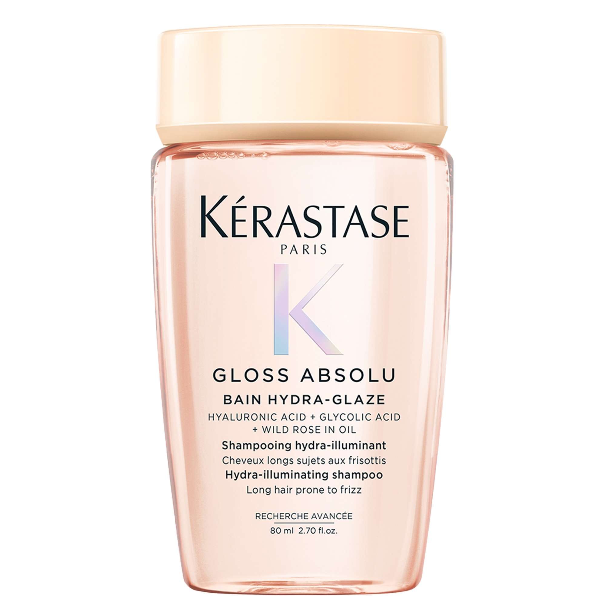 Kérastase Gloss Absolu Shampoo for All Hair Types with Glycolic Acid, Hyaluronic Acid & Wild Rose 80ml