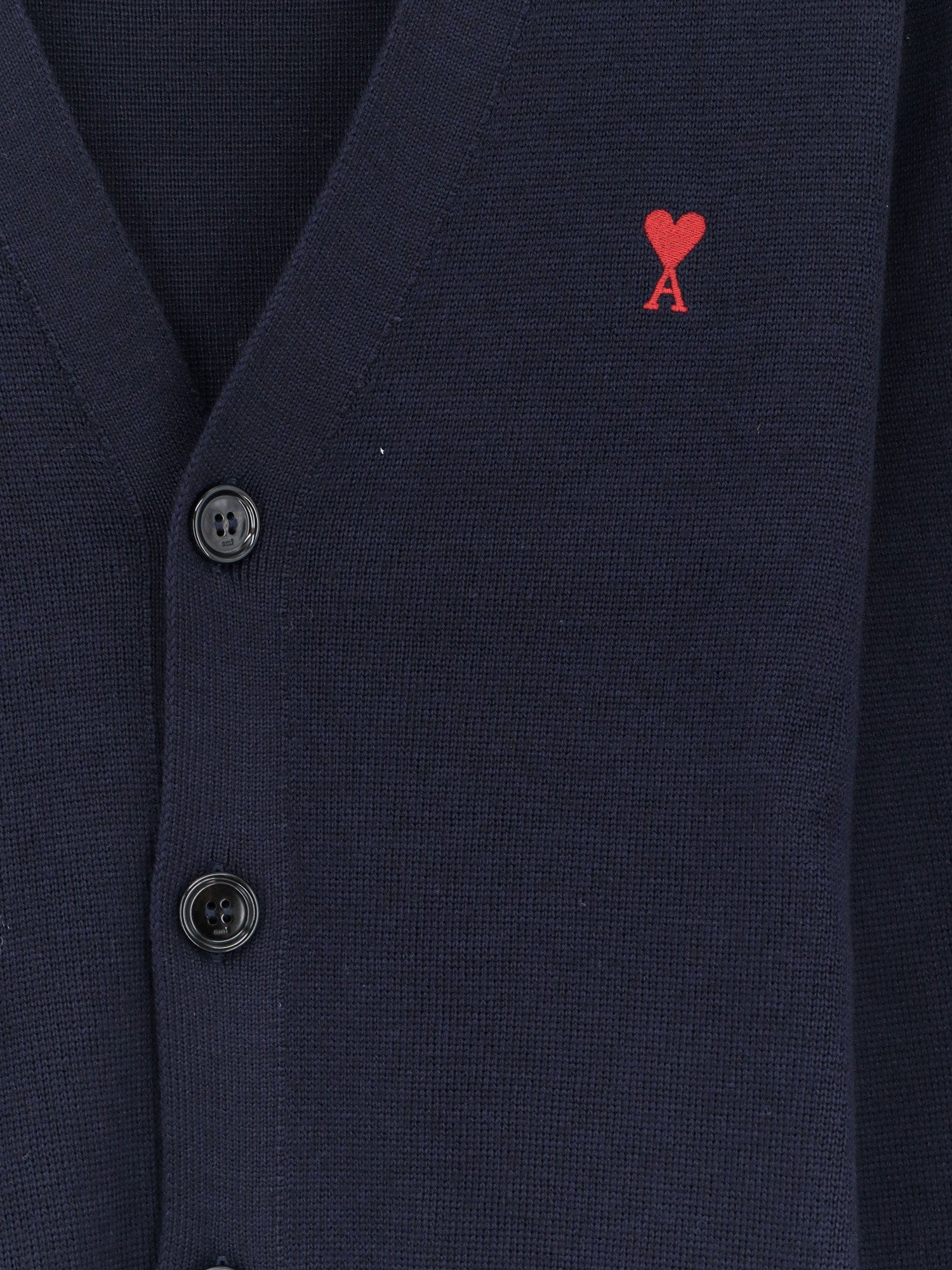 AMI Paris Wool cardigan with iconic embroidery