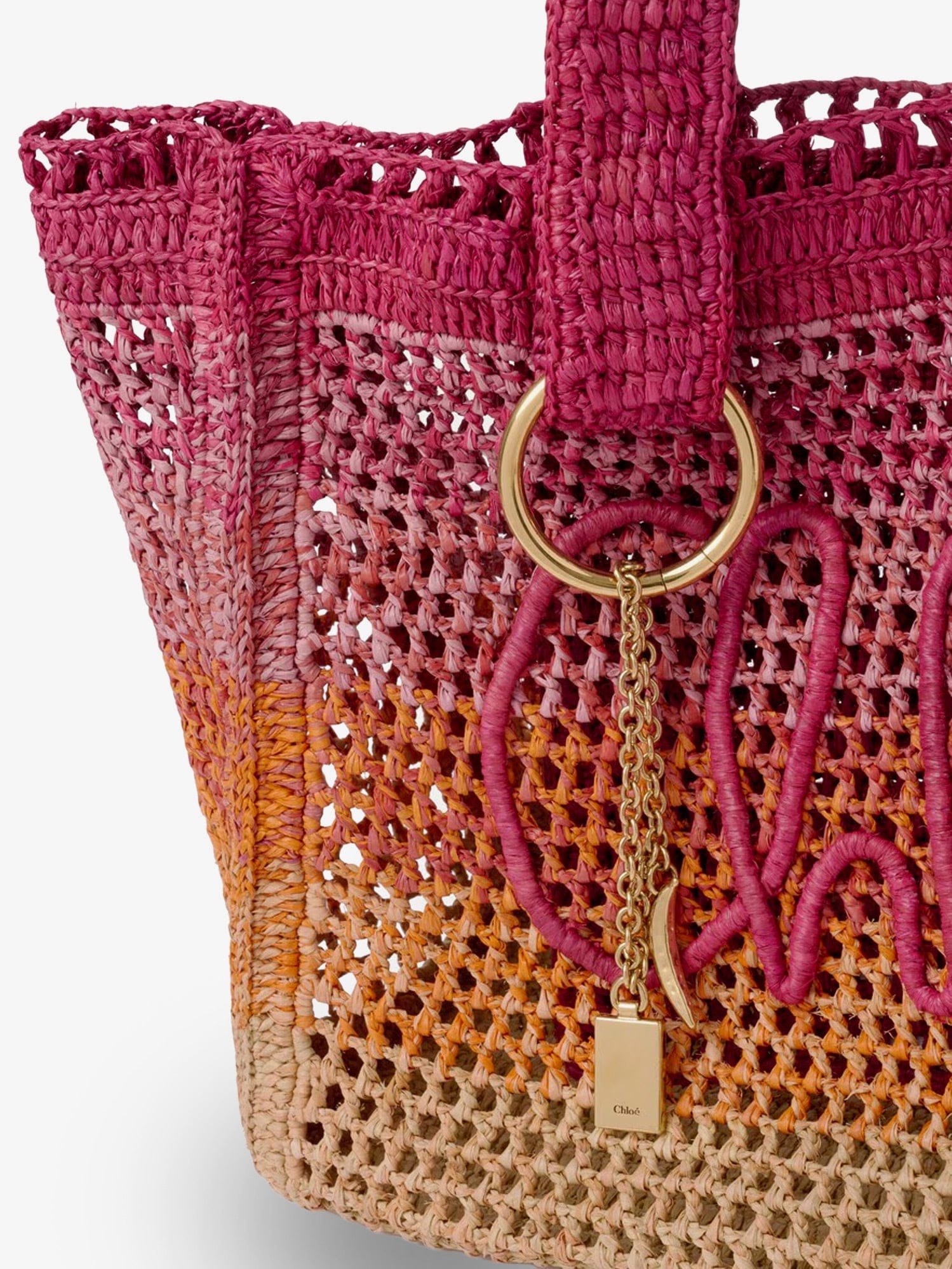 Chloe East-West Summer Banana multicolored raffia shoulder bag