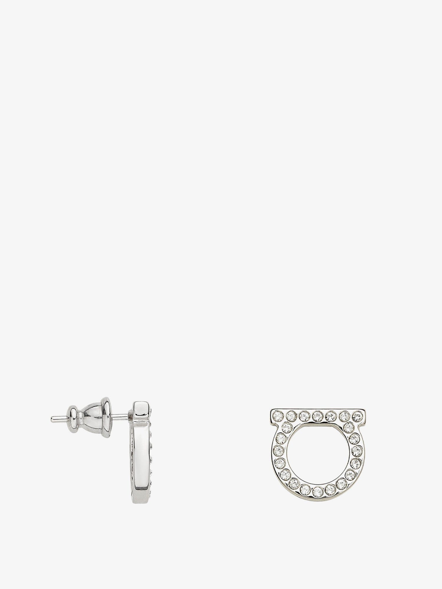 Ferragamo Gancini Crystals Brass Earrings