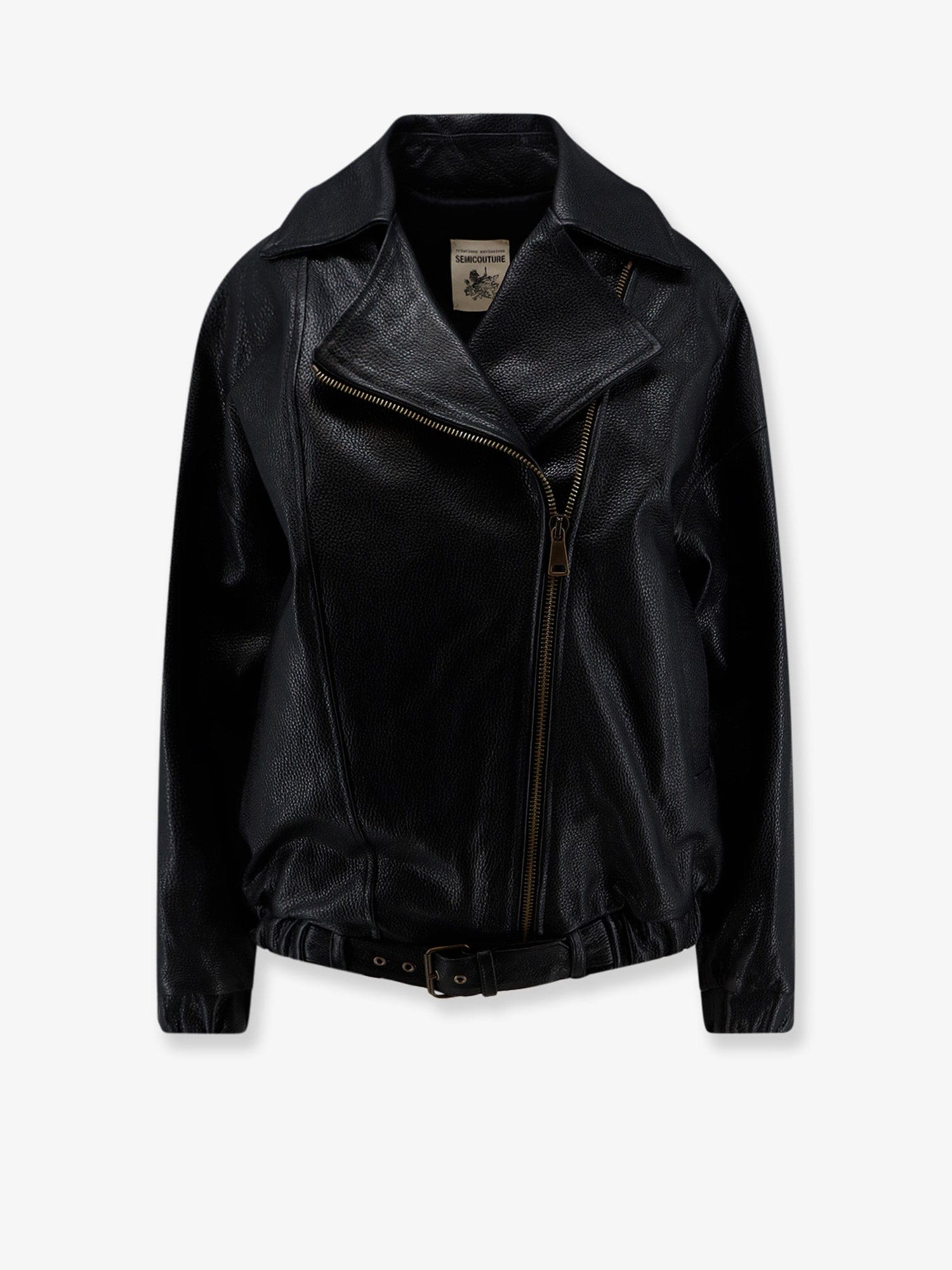 Semicouture Oversize textured leather jacket