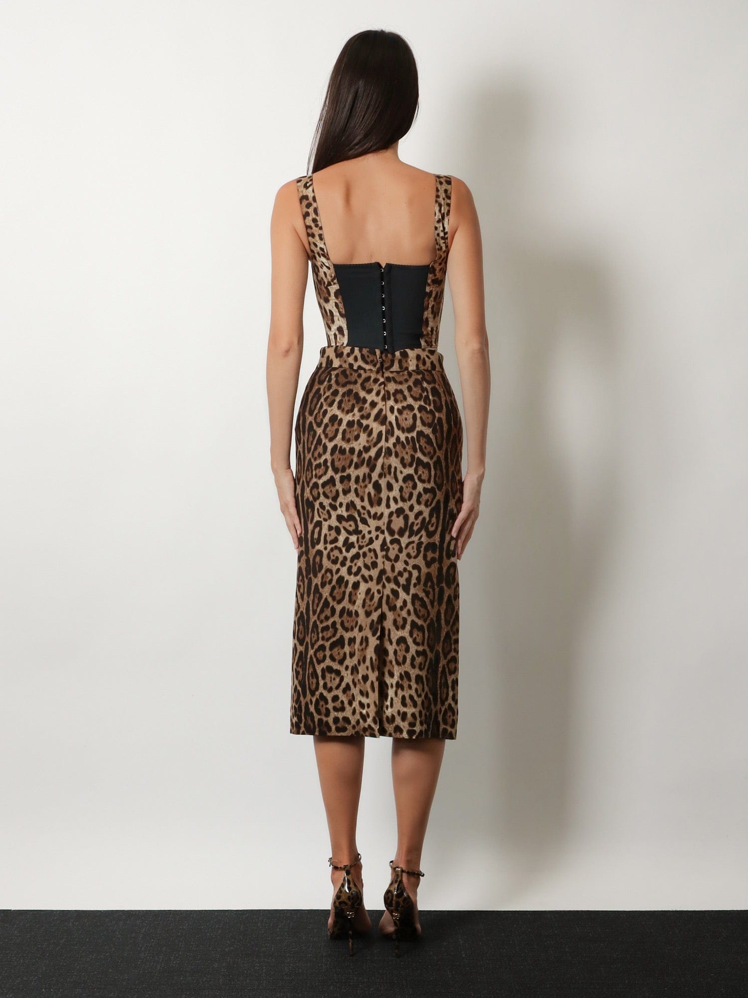 Dolce & Gabbana Stretch viscose longuette skirt with animal print