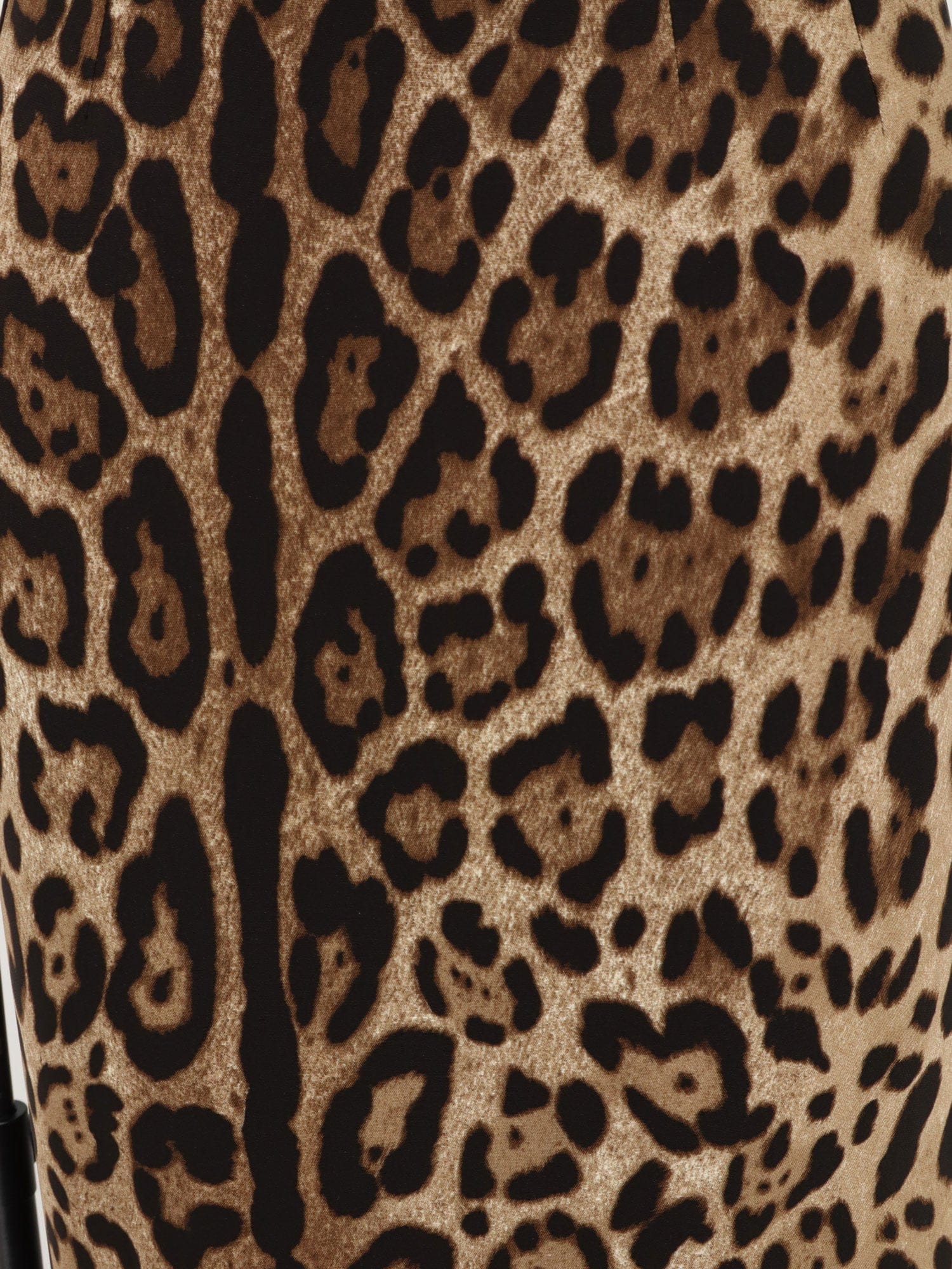 Dolce & Gabbana Stretch viscose longuette skirt with animal print