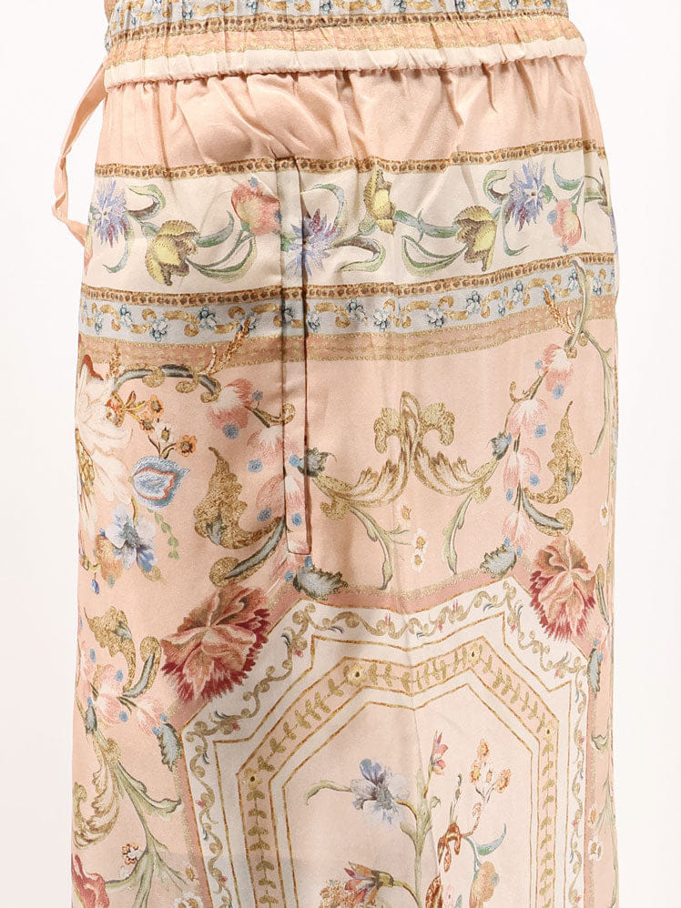 ZIMMERMANN Roselight Silk Trousers with Pink Tapestry Floral Print