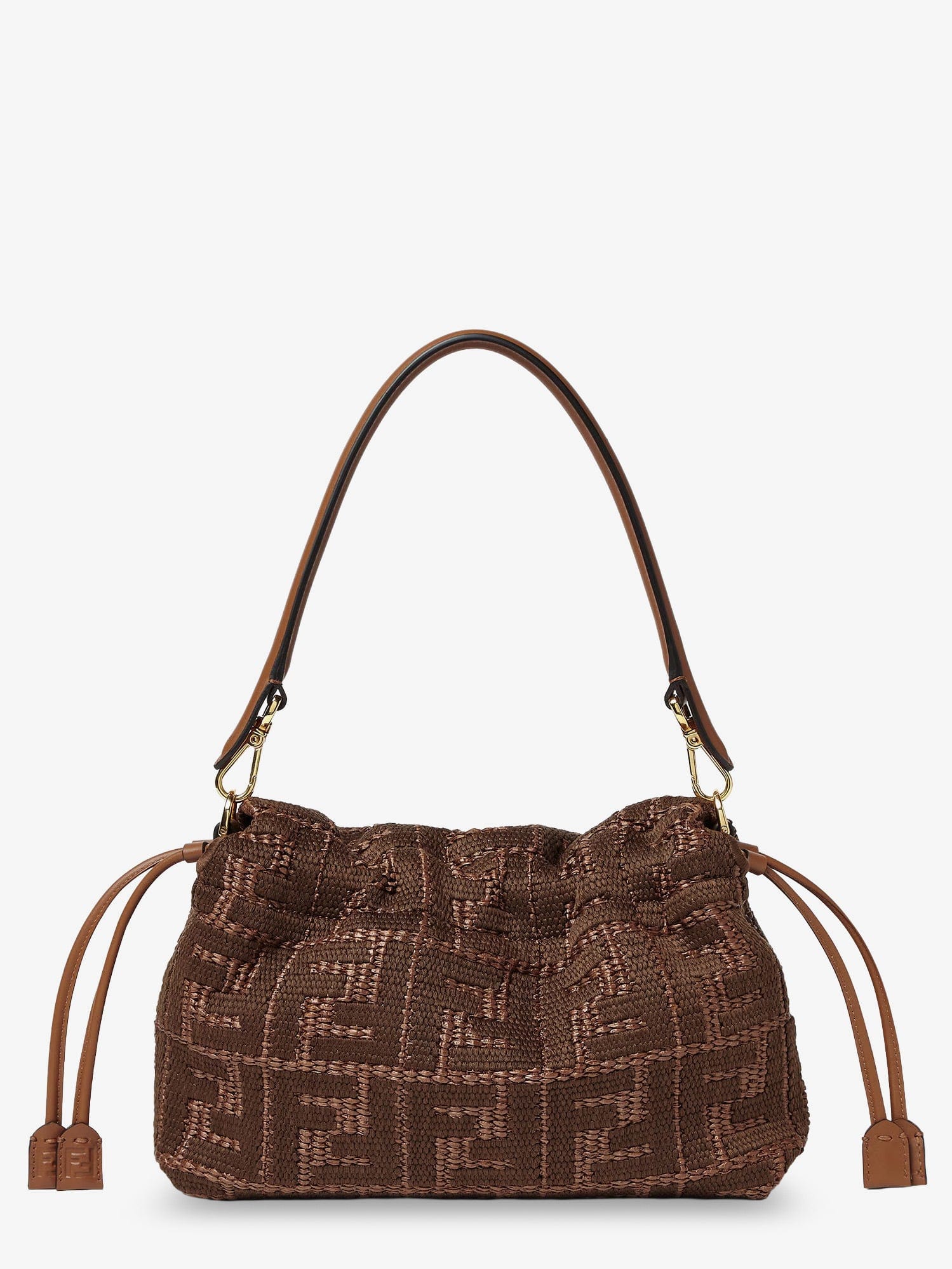 Fendi Mamma Baguette Medium Raffia Handbag with FF Embroidery