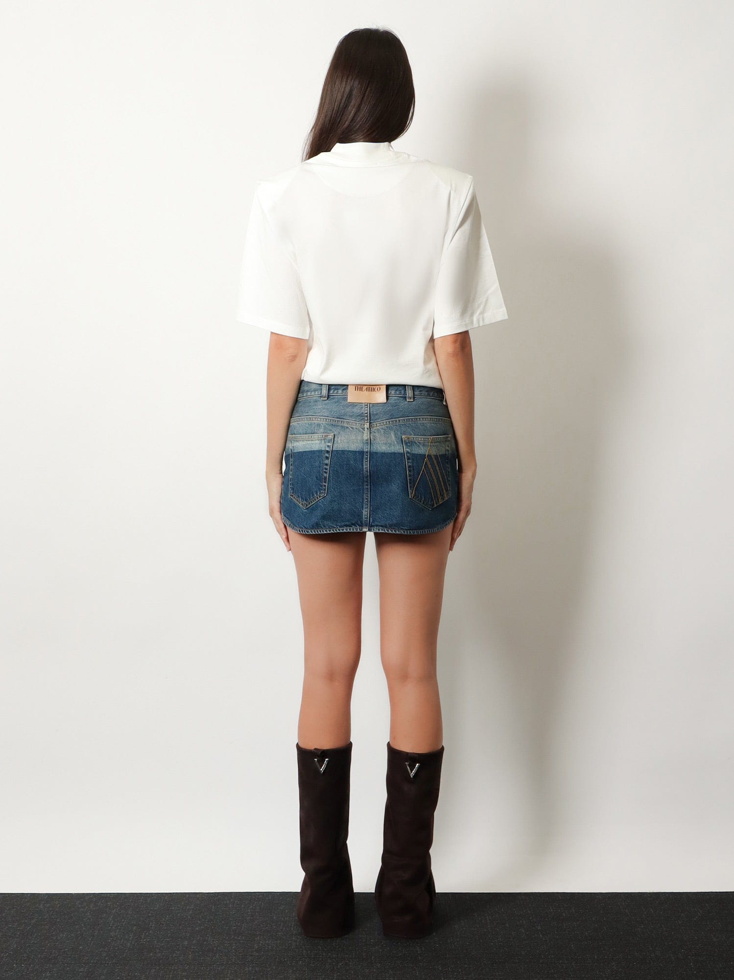 The Attico Blue denim mini skirt