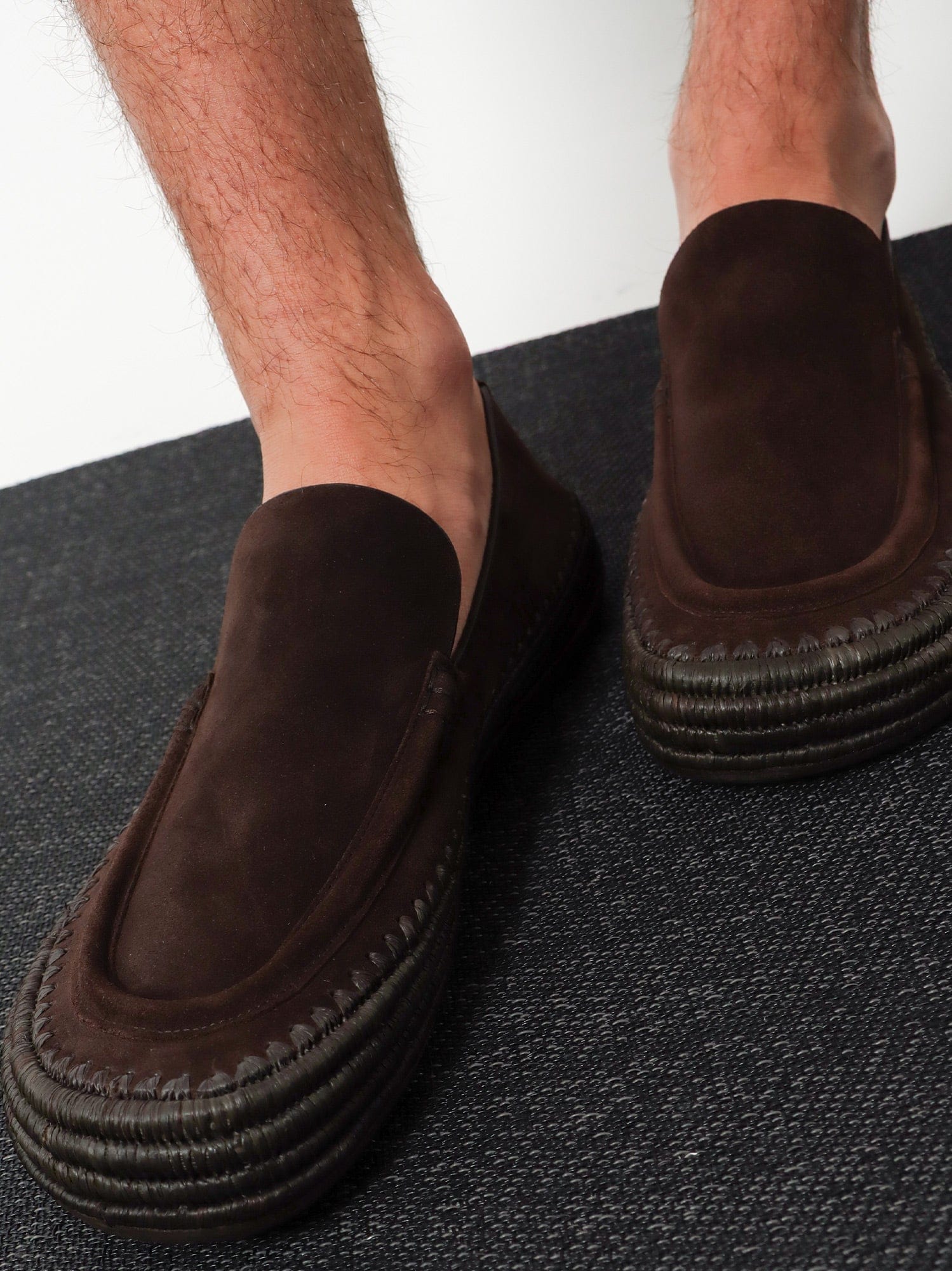 Loewe Rio suede and raffia loafers