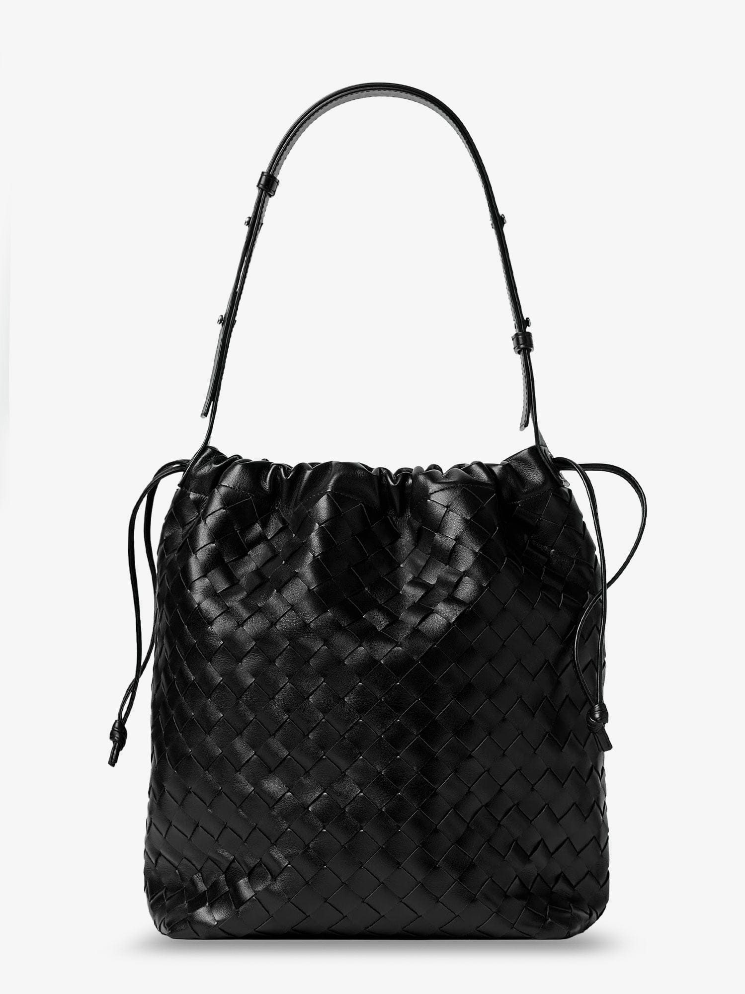 Bottega Veneta Bucket Intrecciato Biblioteca leather shoulder bag