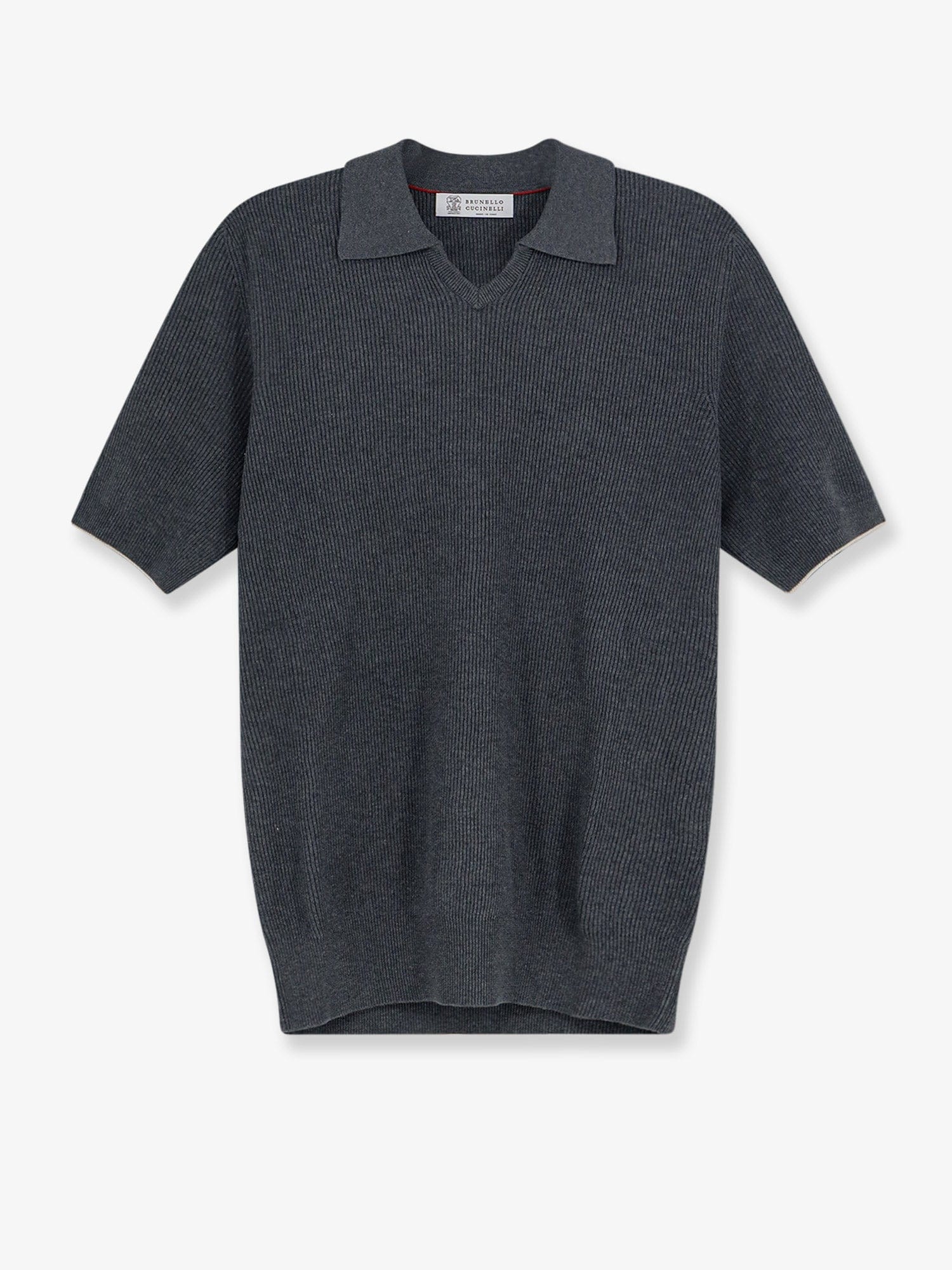 Brunello Cucinelli Cotton polo shirt with ribbed knit