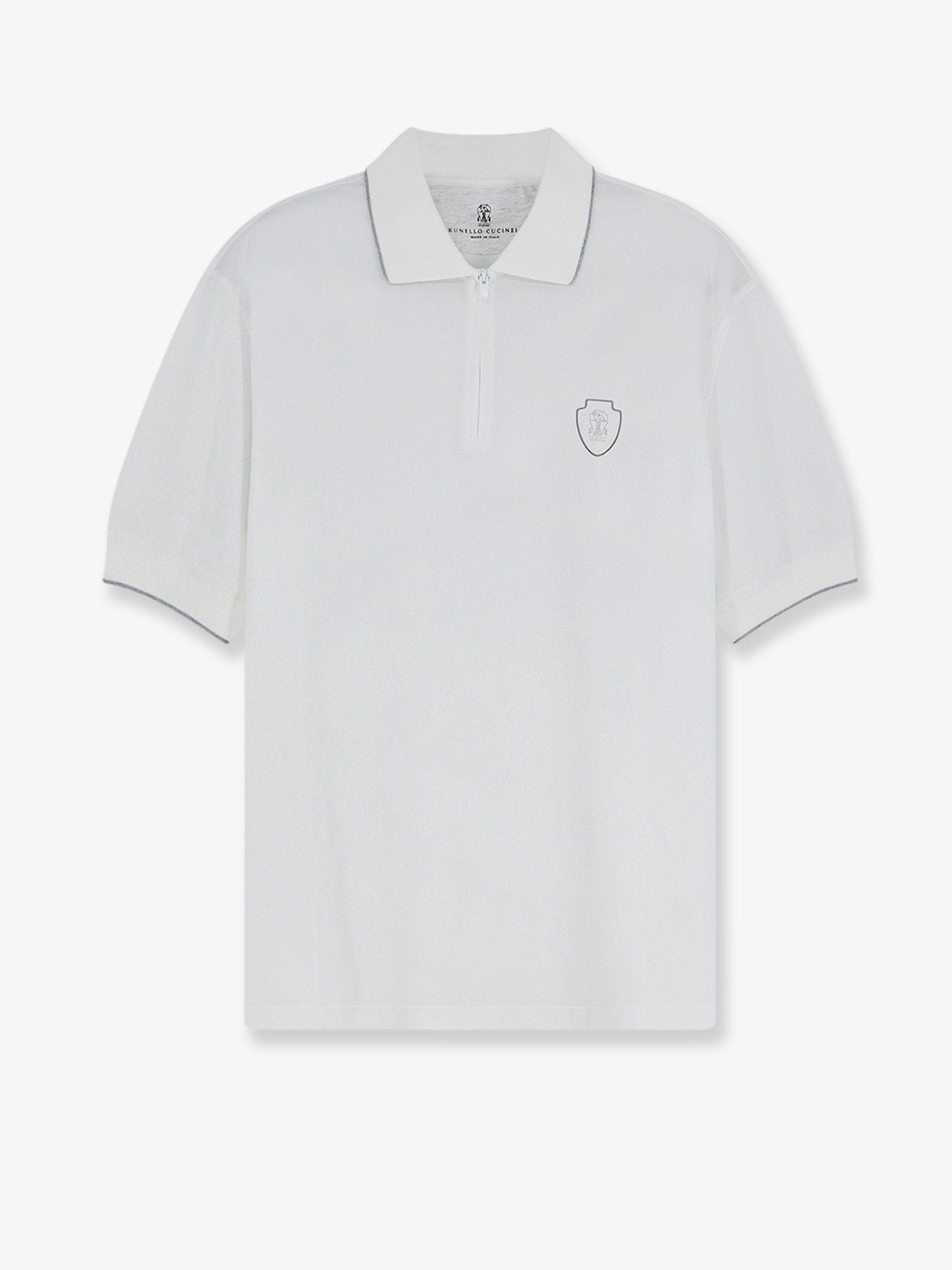 Brunello Cucinelli Technical fabric polo shirt with embroidered logo on the front