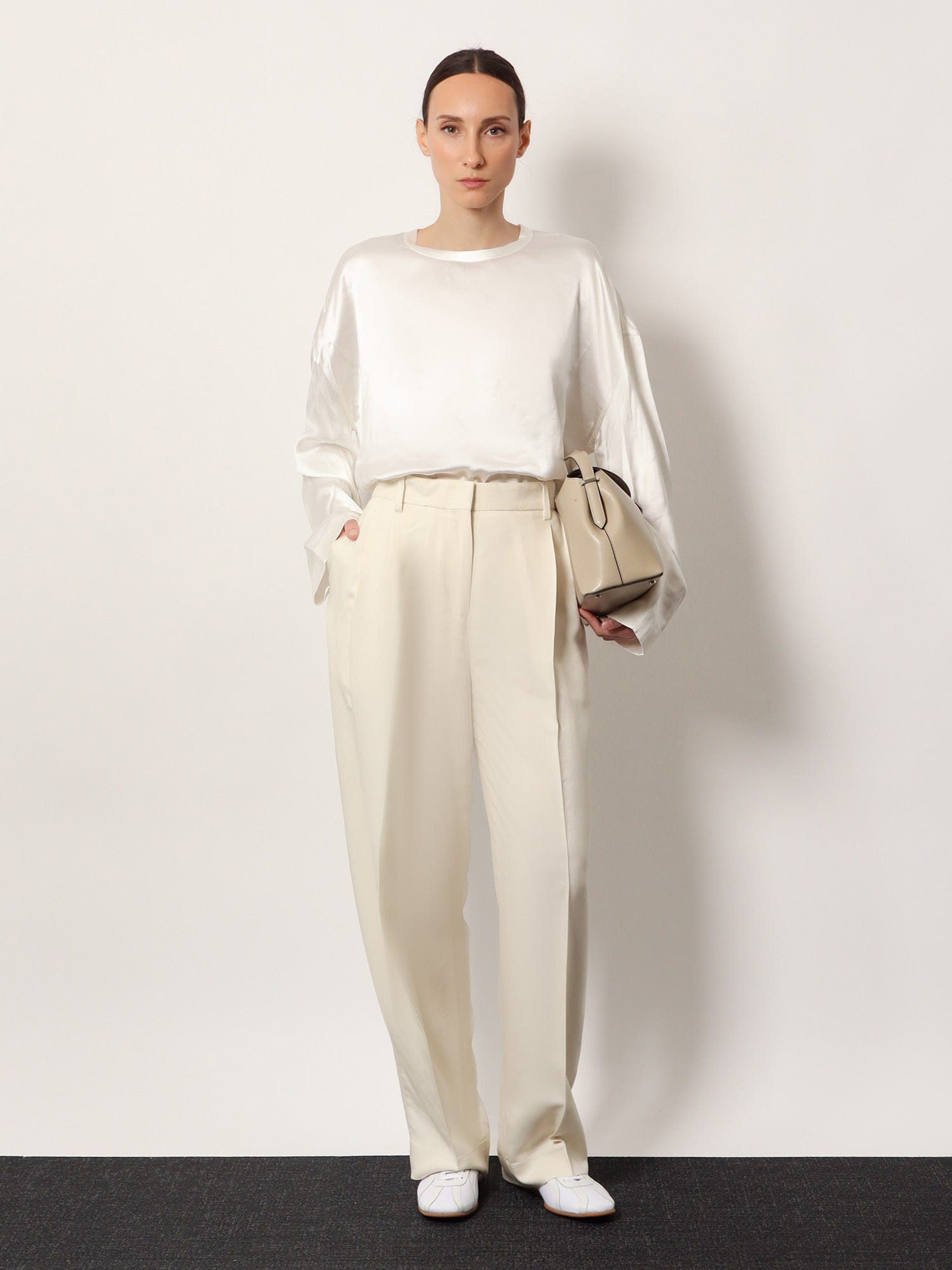 TOTEME Double-pleat fluid viscose trousers