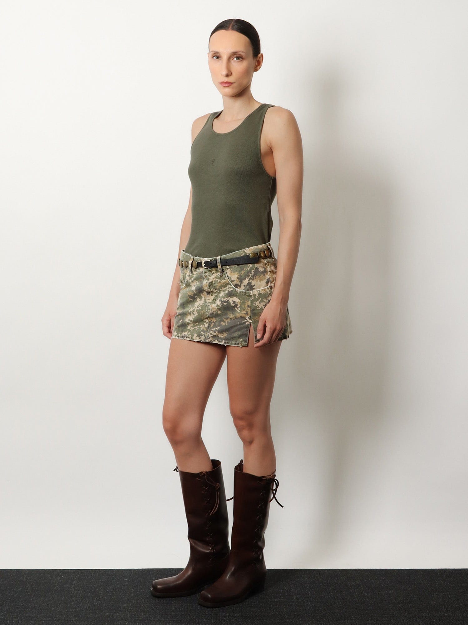 NUMERI 123456789 Cotton skirt with camouflage pattern