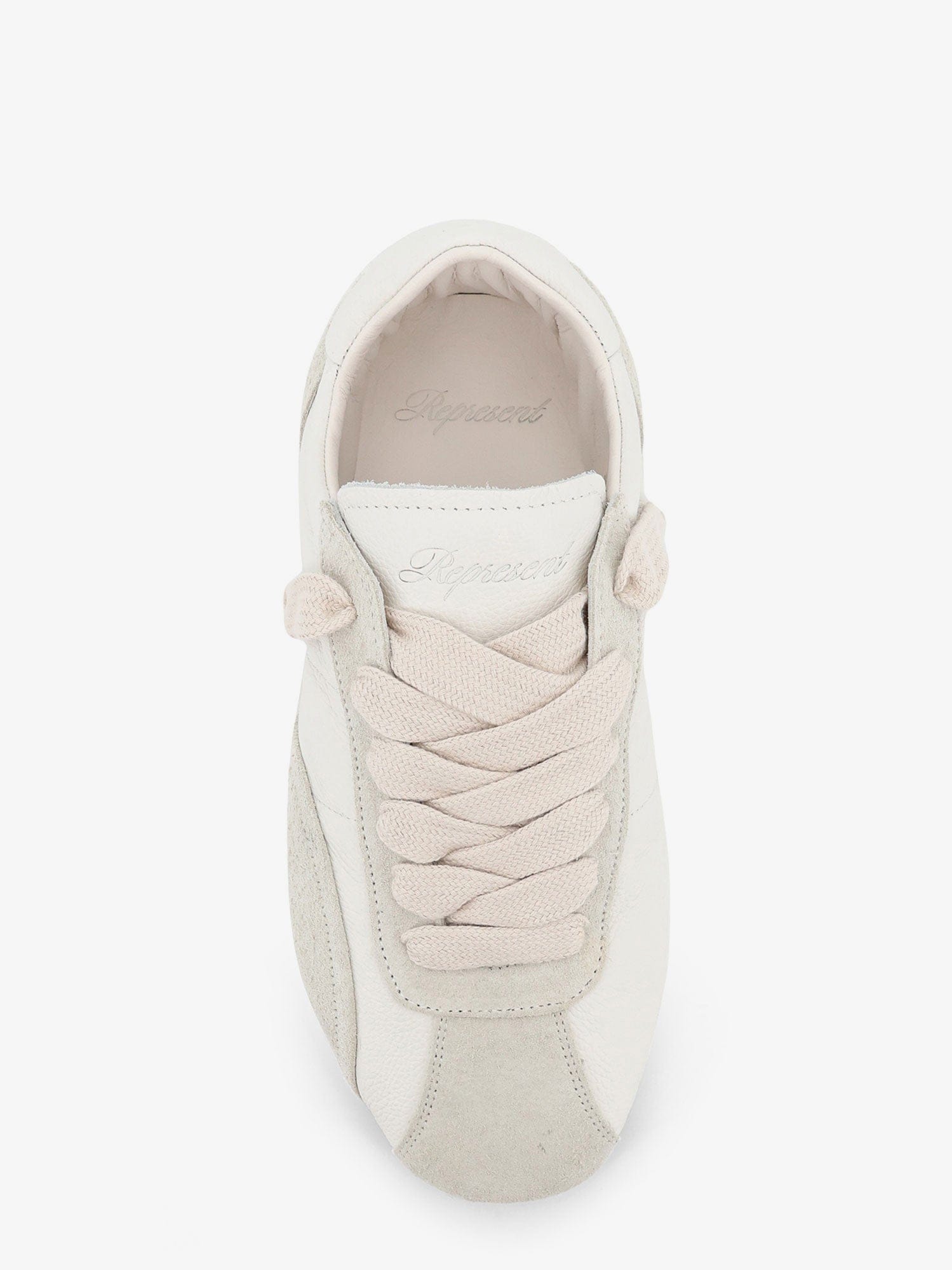 Represent Leather and suede sneakers with engraved logo on the tongue