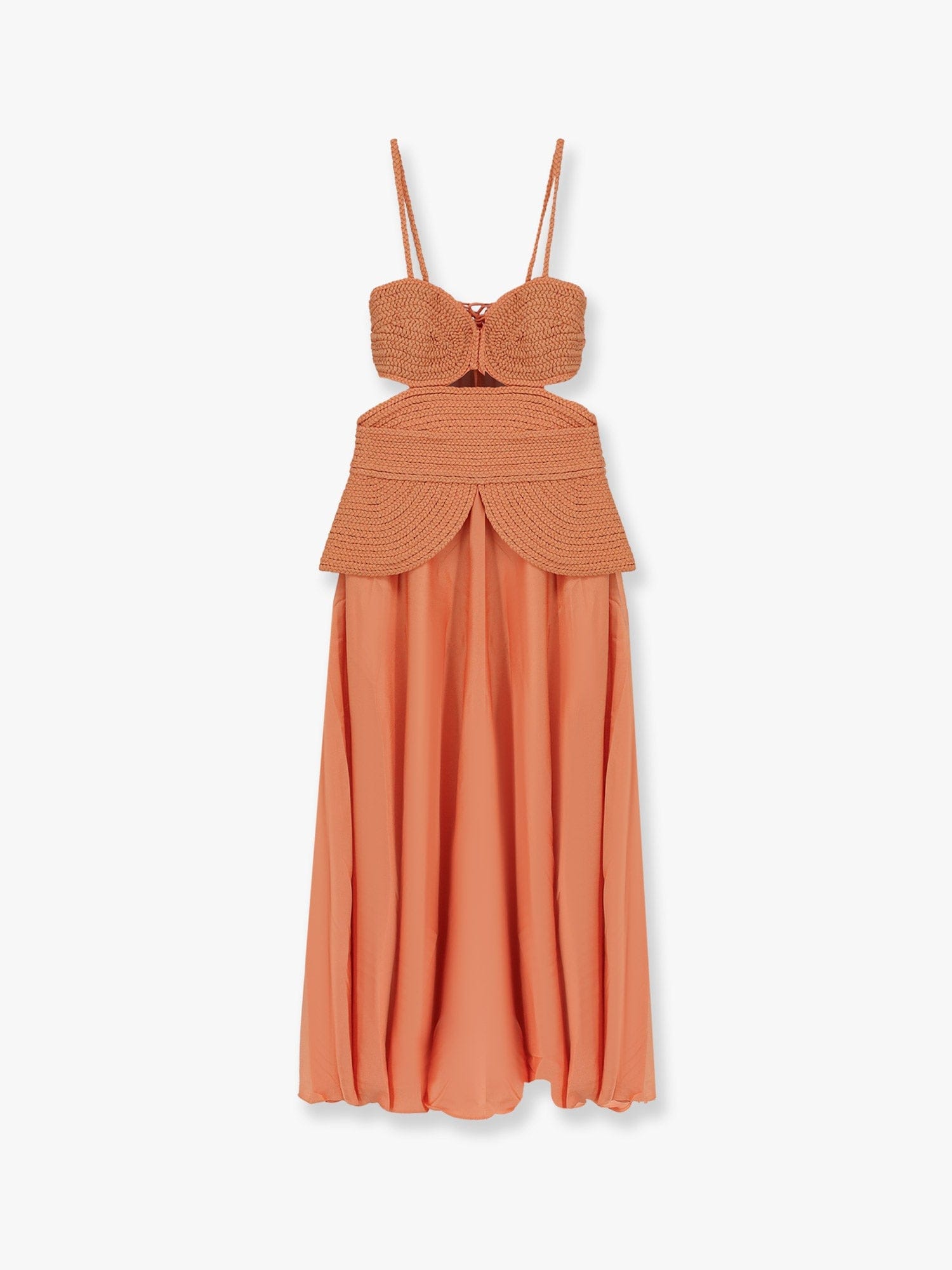 PatBO Sunset Satin dress with braided corset