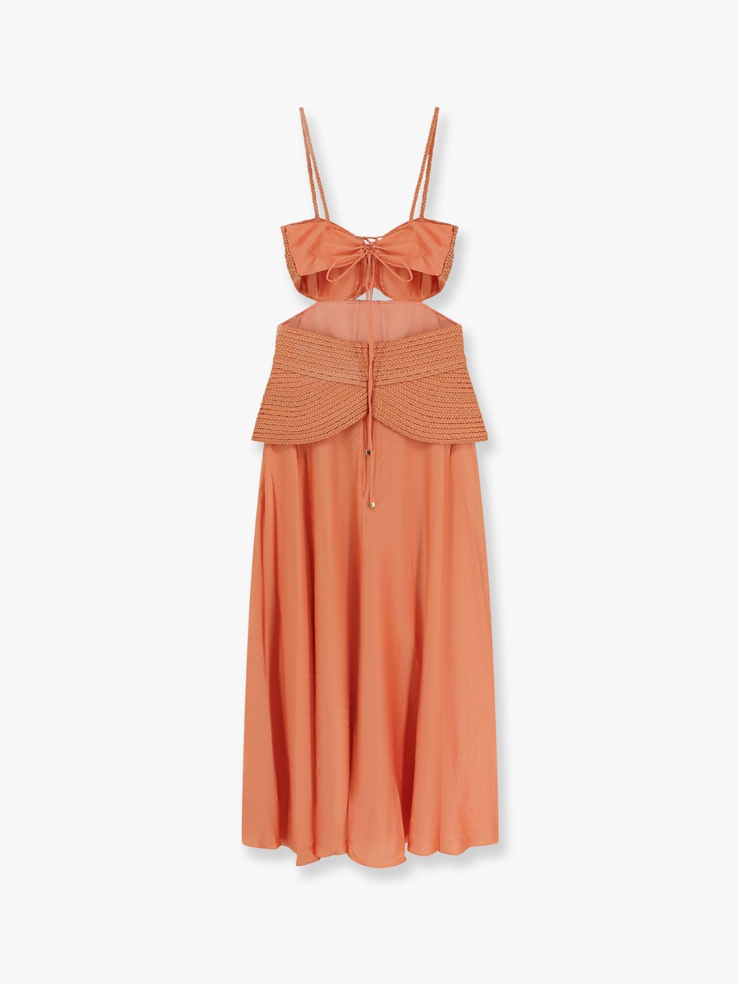 PatBO Sunset Satin dress with braided corset