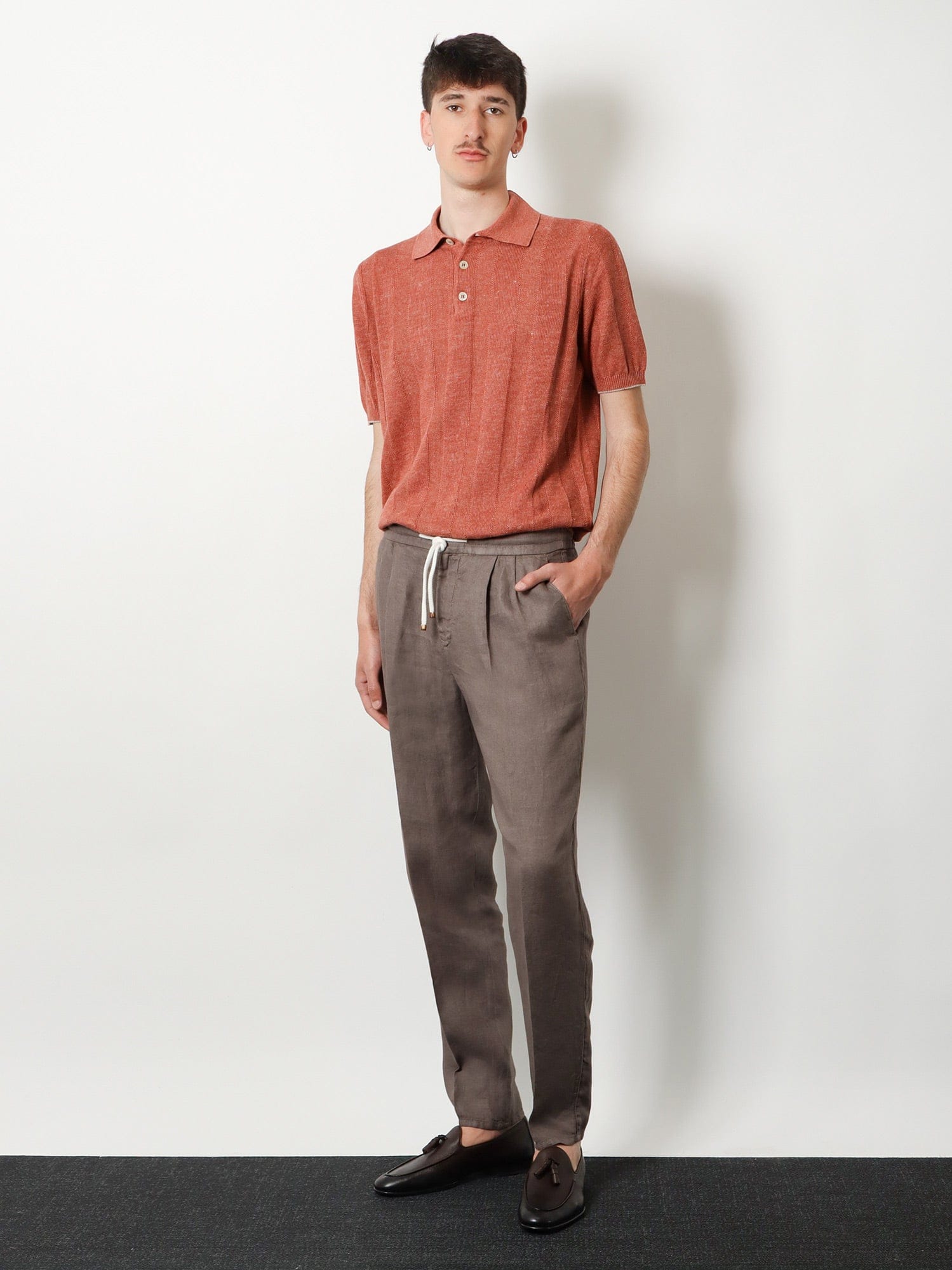 Brunello Cucinelli Linen and cotton blend polo shirt