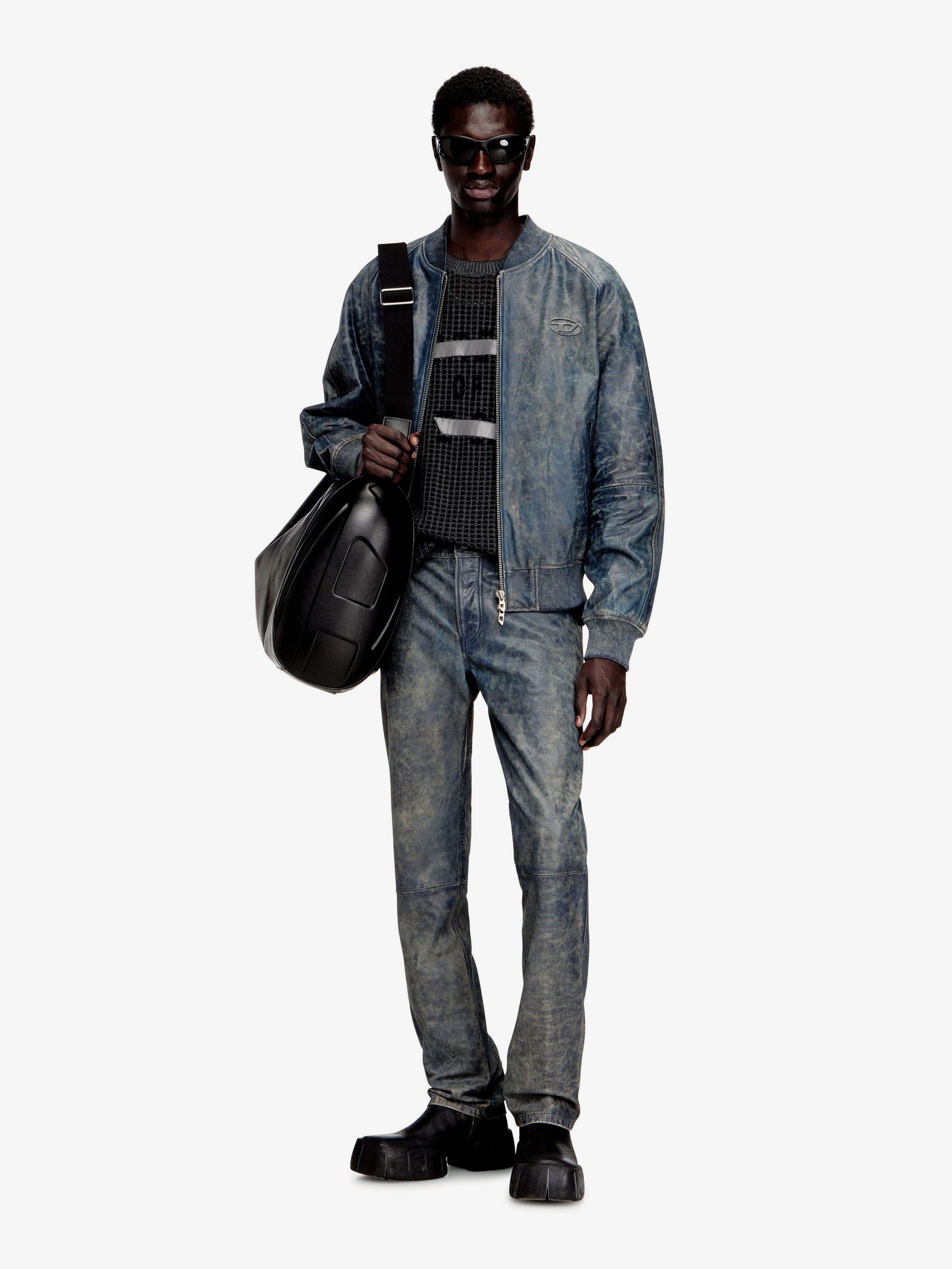 Diesel P-Vyll-Qmbw leather trousers