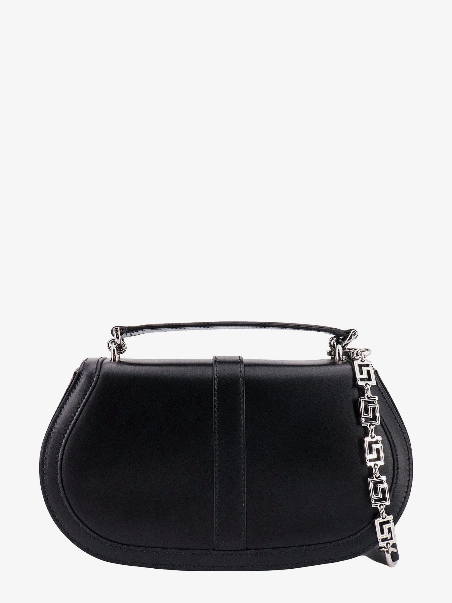 Versace Leather handbag with frontal metal la greca detail