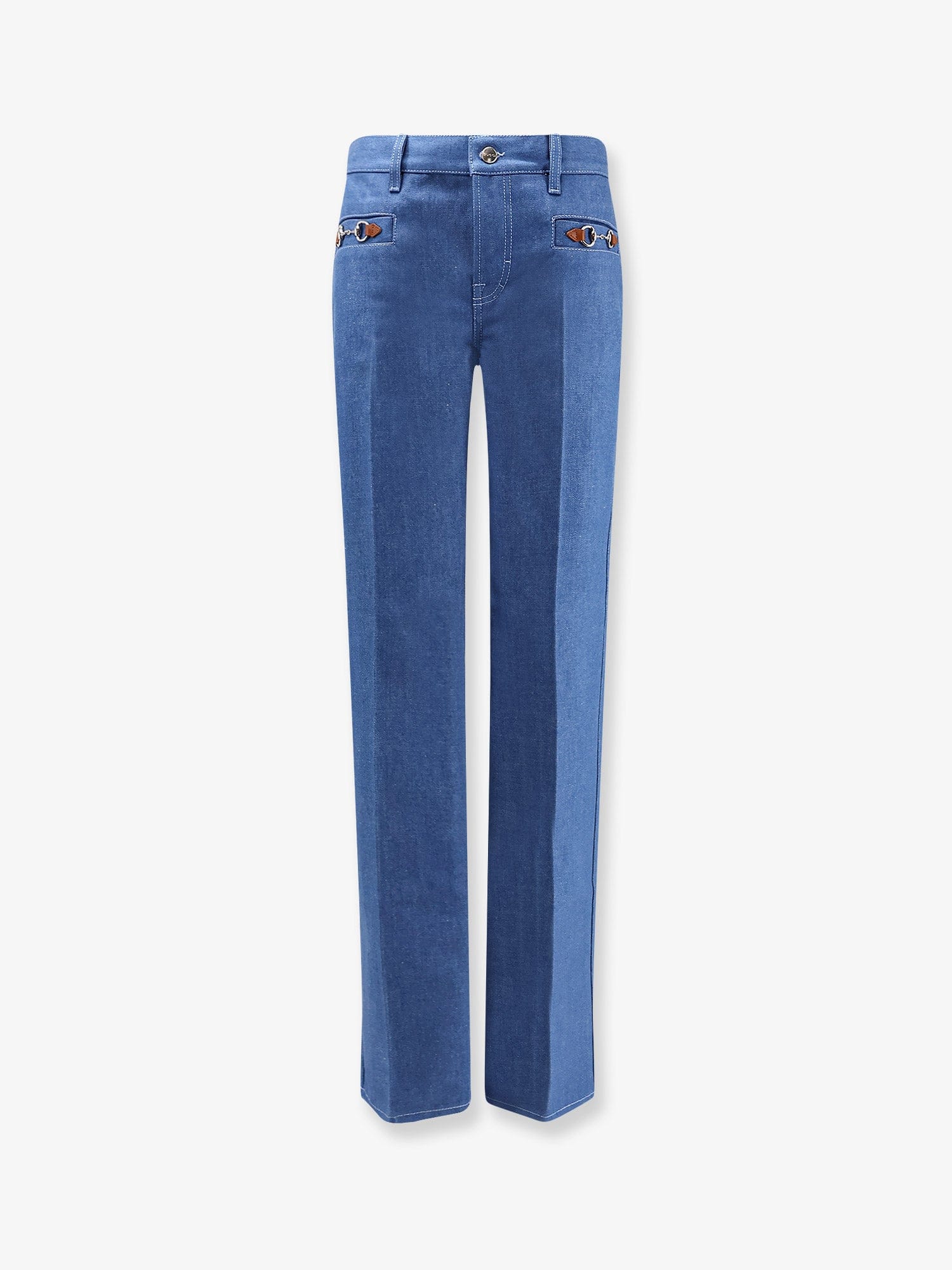 Gucci Cotton jeans with iconic frontal Horsebits