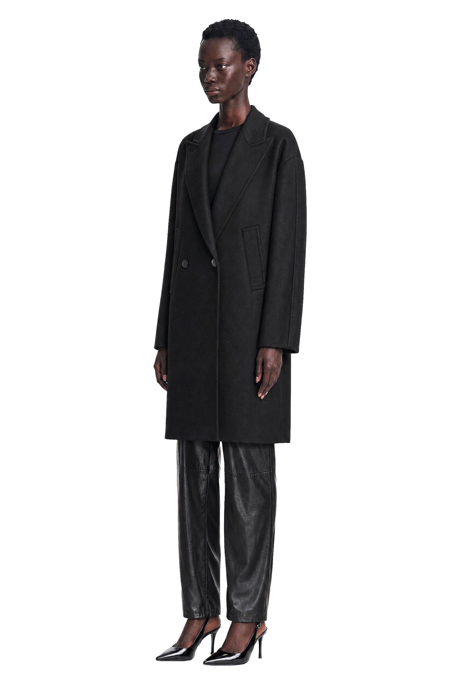 Max Mara Double-Breasted Wool Broadcloth Coat