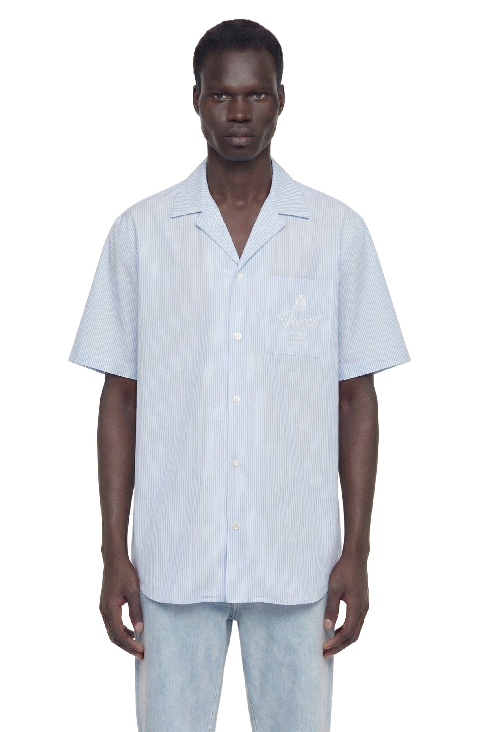 Gucci Pinstriped Cotton Poplin Bowling Shirt