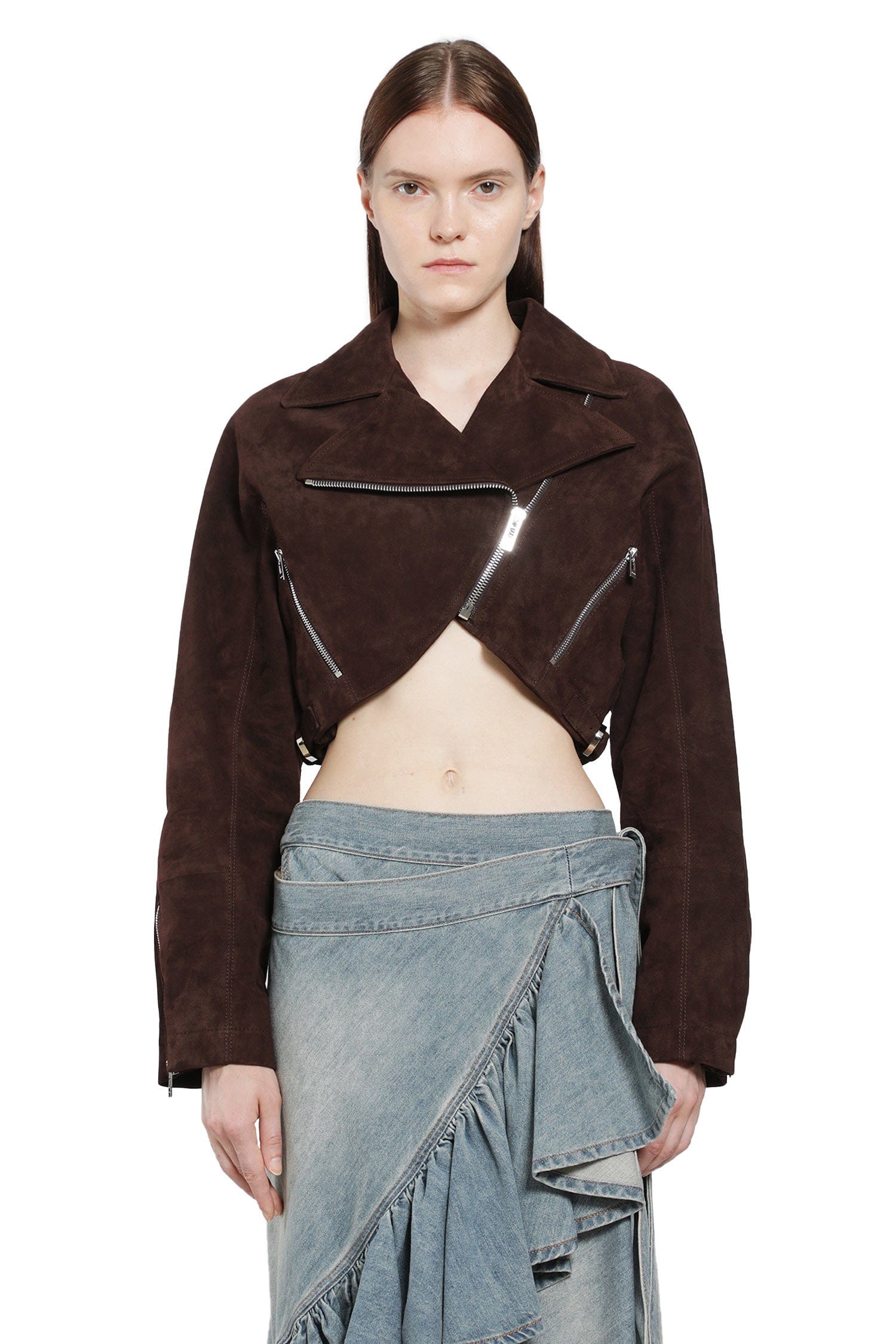 Alaia Suede Cropped Biker Jacket