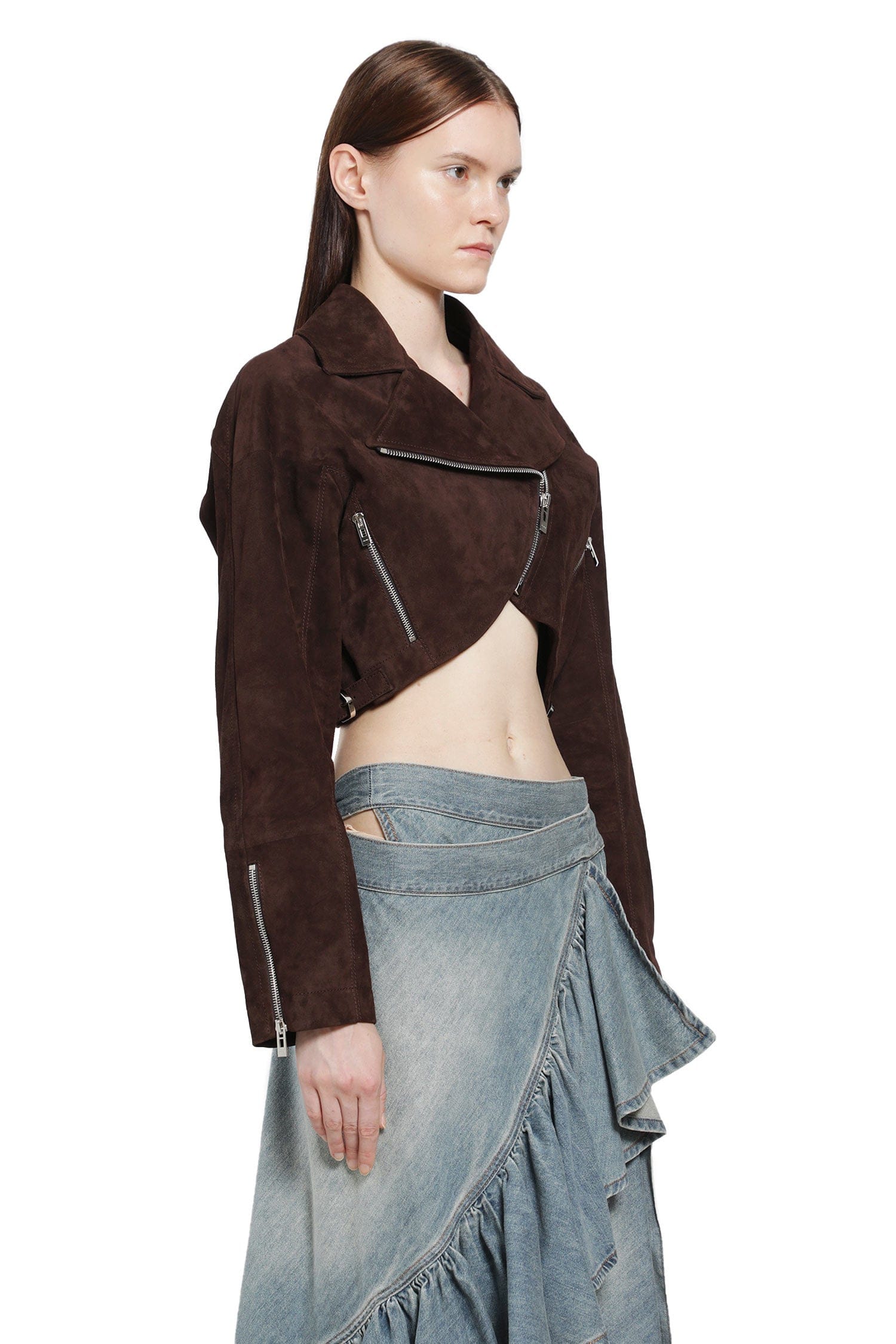 Alaia Suede Cropped Biker Jacket