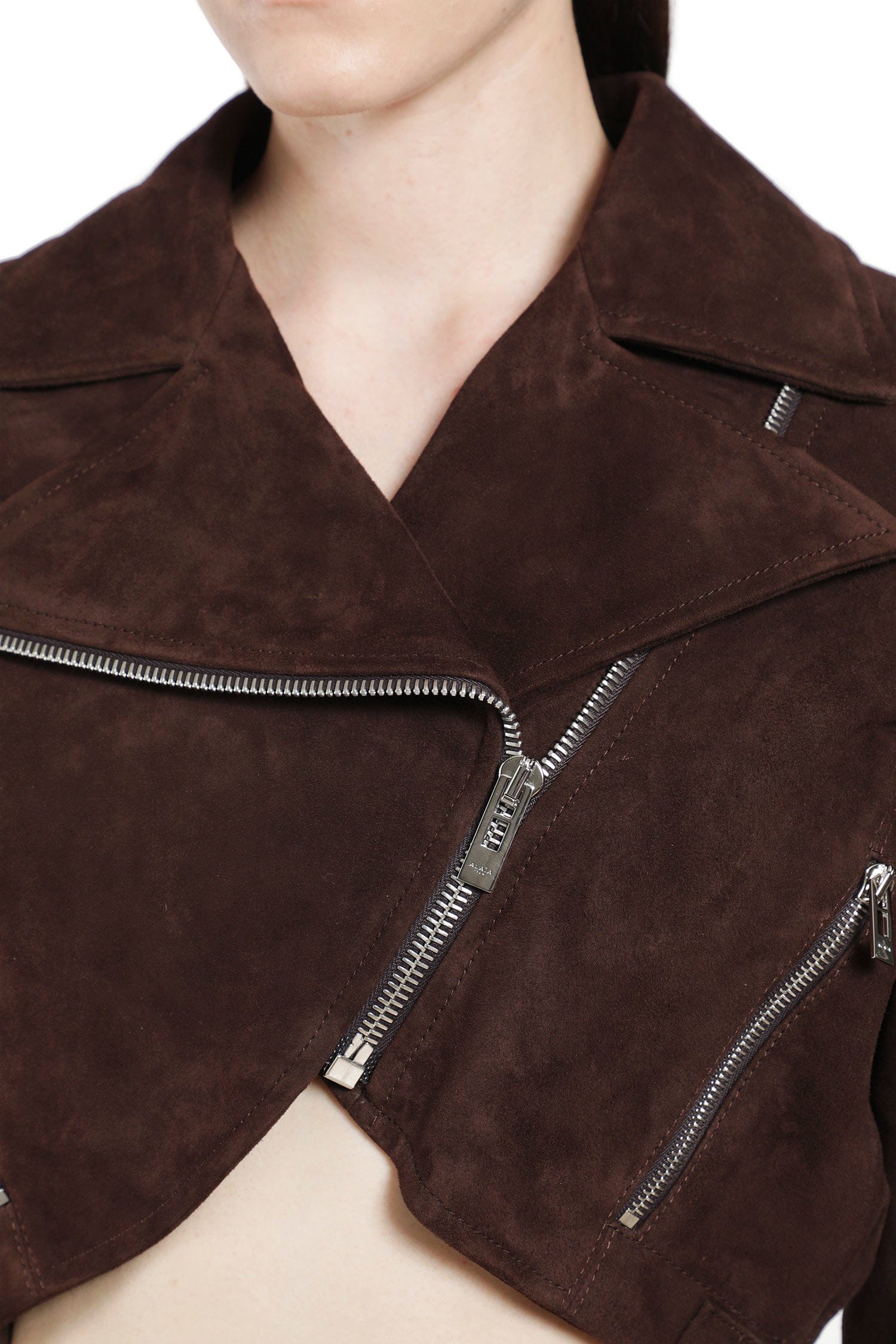 Alaia Suede Cropped Biker Jacket