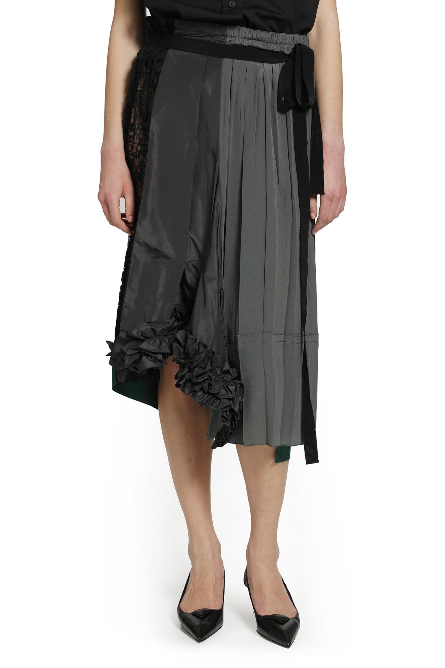 Prada Technical Taffeta Patchwork Skirt