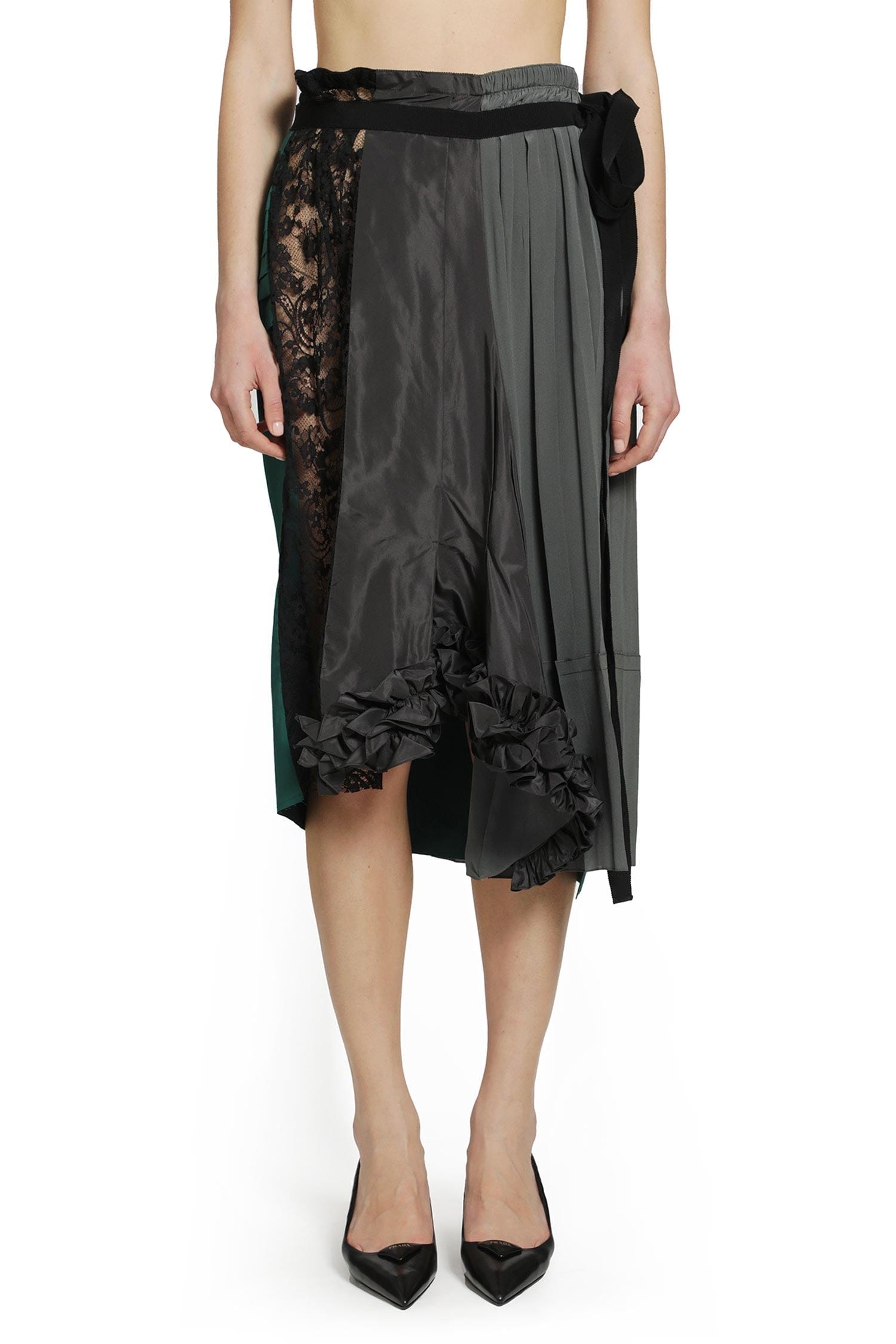 Prada Technical Taffeta Patchwork Skirt