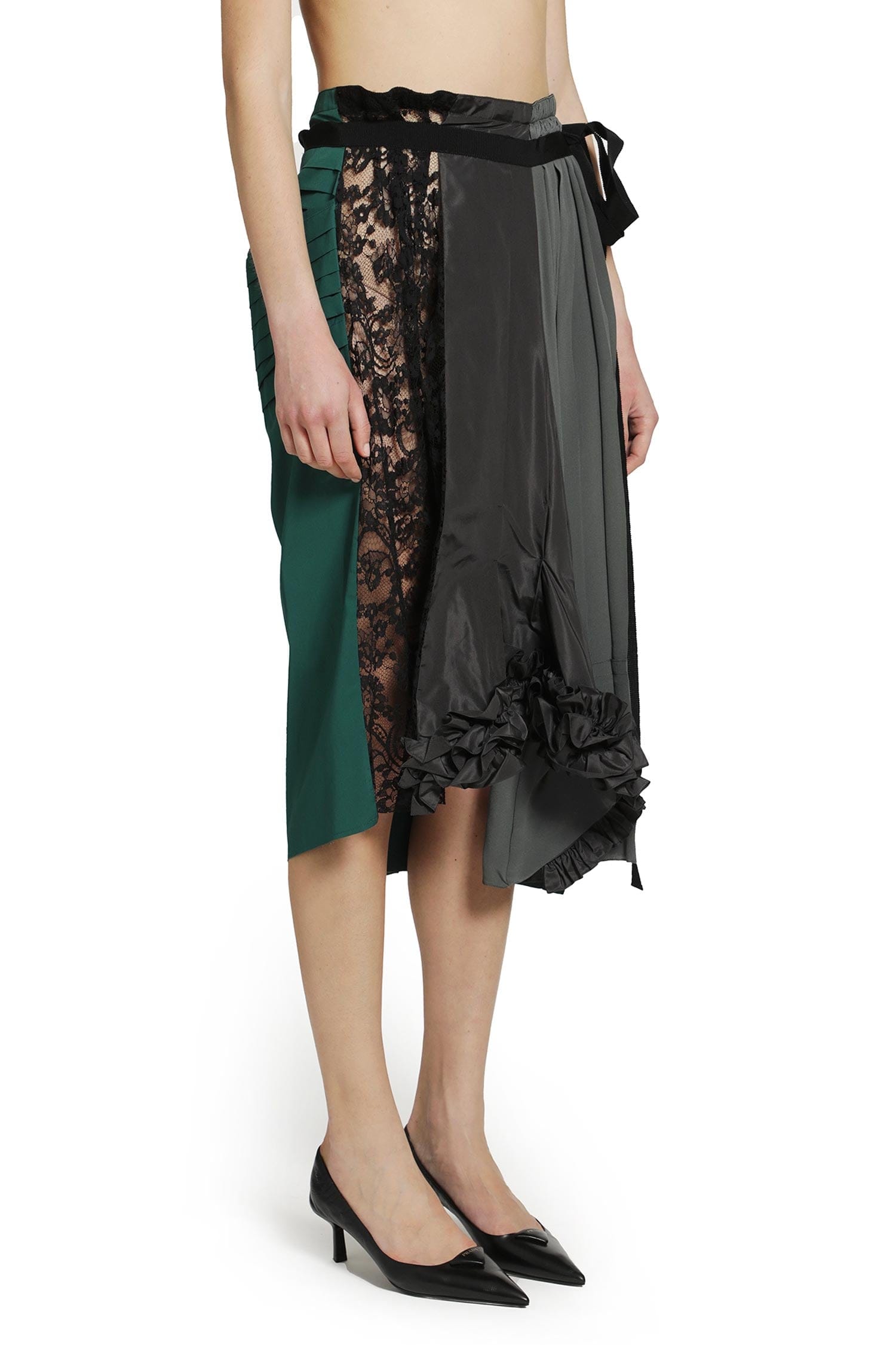 Prada Technical Taffeta Patchwork Skirt