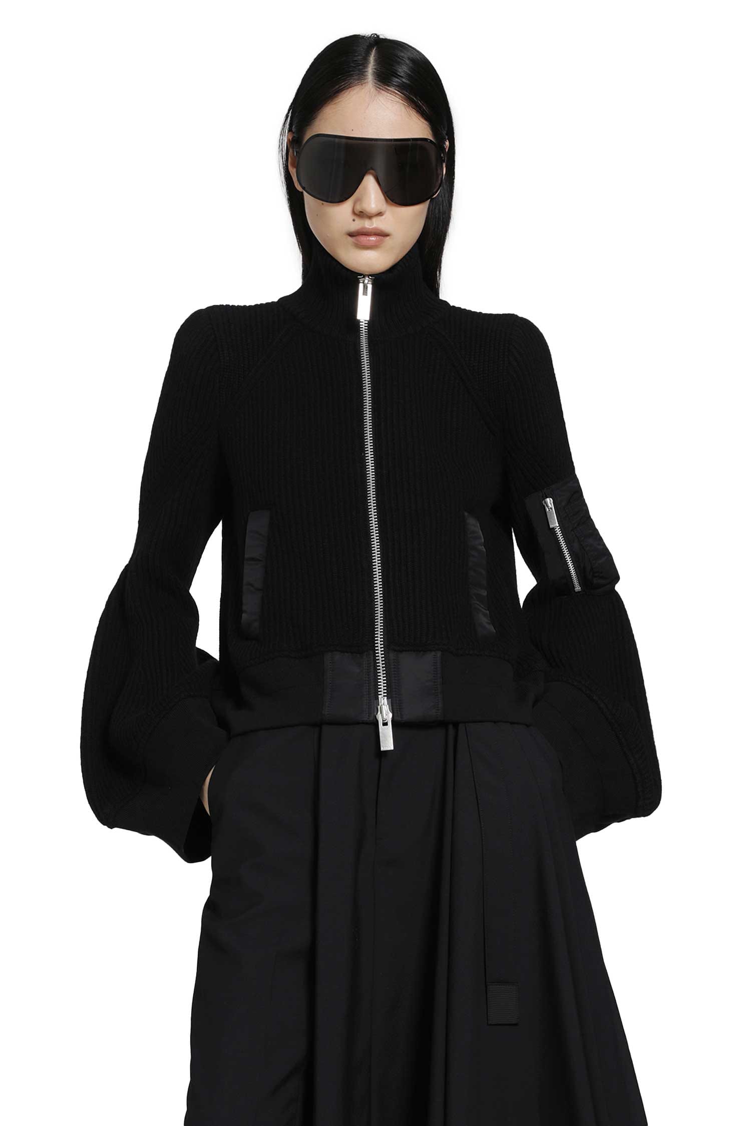 Sacai Nylon Twill x Wool Knit Blouson Jacket