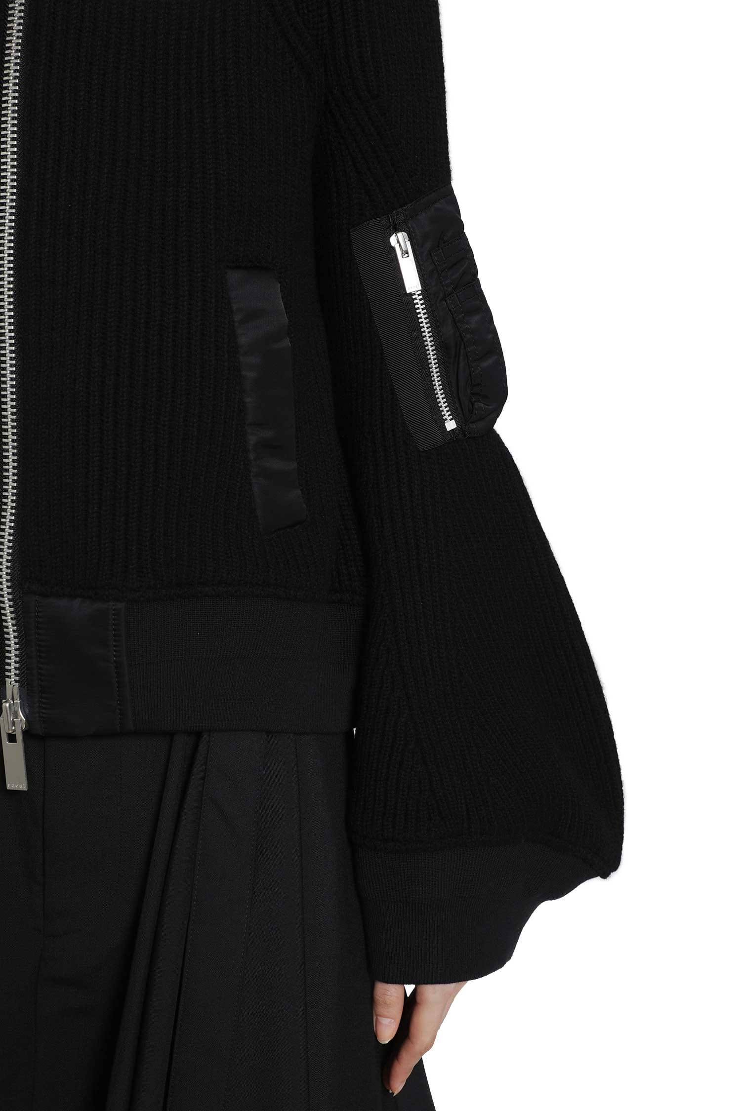 Sacai Nylon Twill x Wool Knit Blouson Jacket