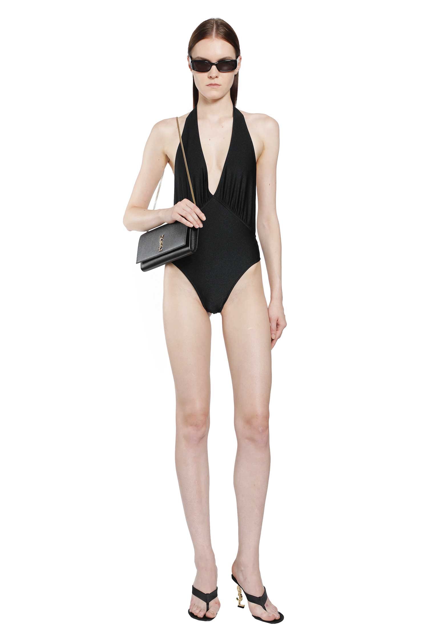 Saint Laurent Backless Halter Swimsuit