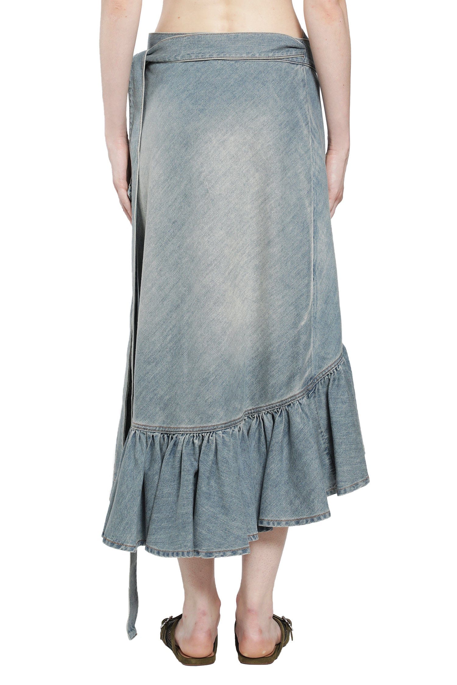 Alaia Denim Ruffle Skirt